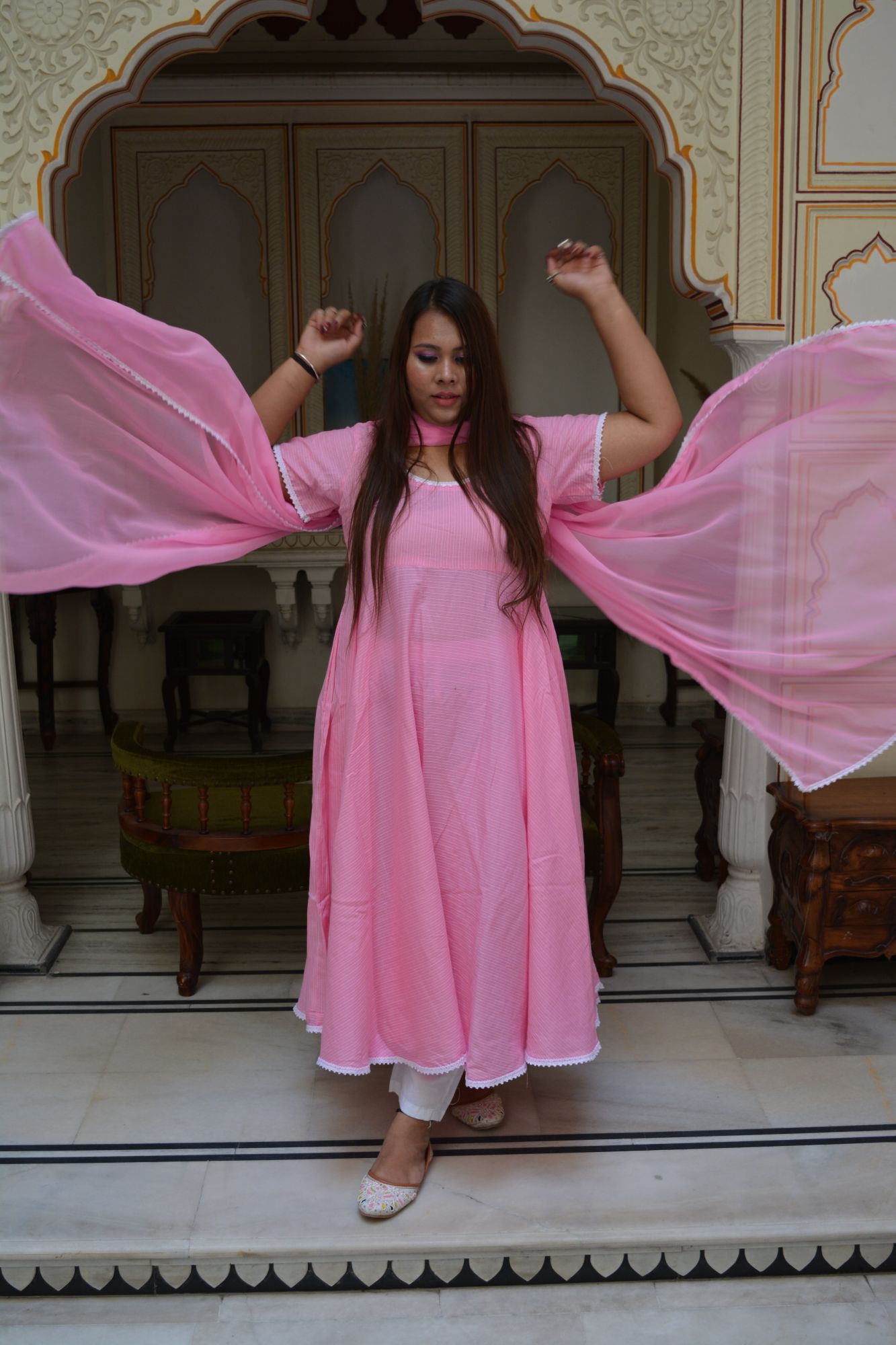 Baby Pink Anarkali Suit Set