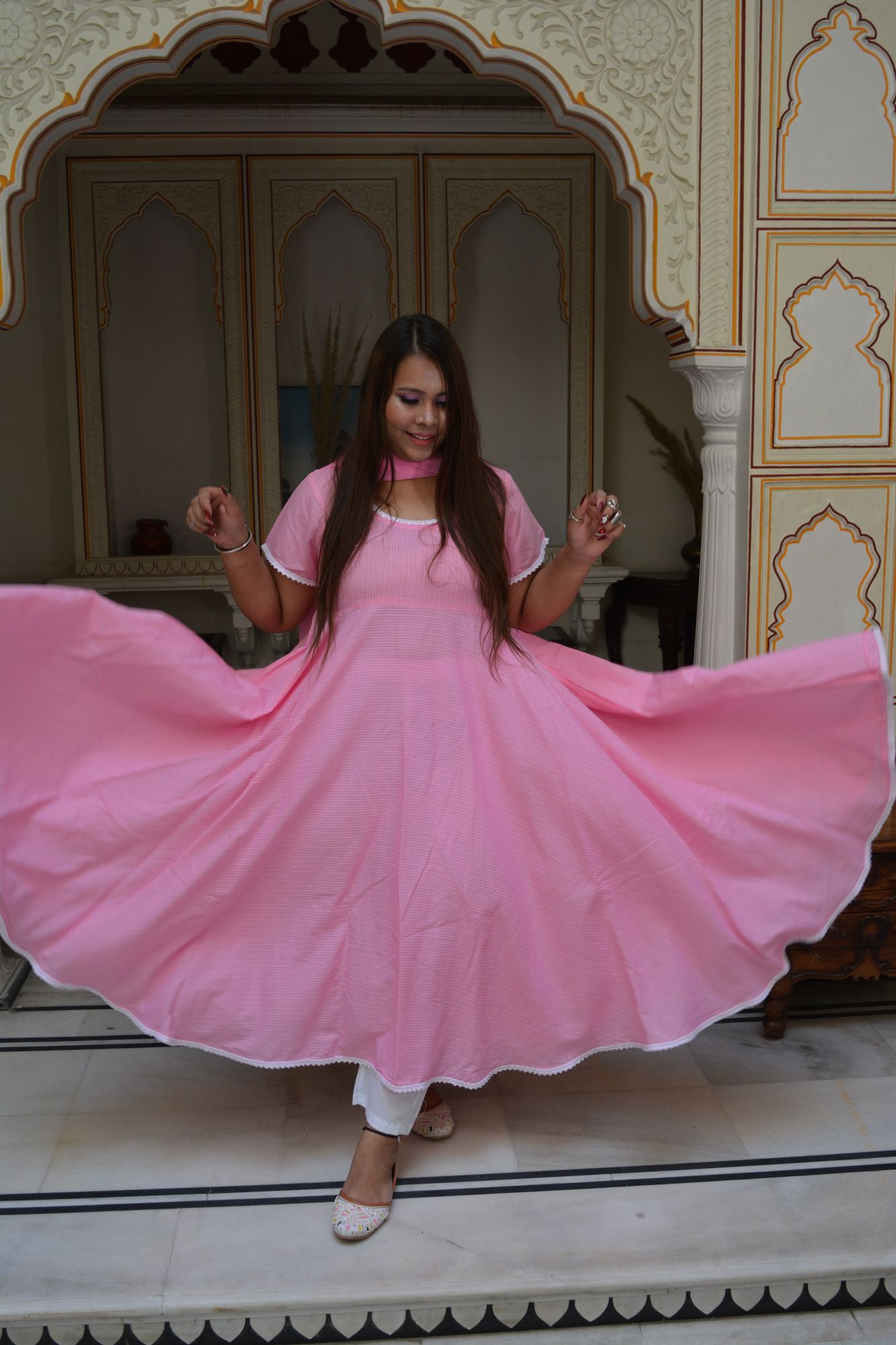 Baby Pink Anarkali Suit Set