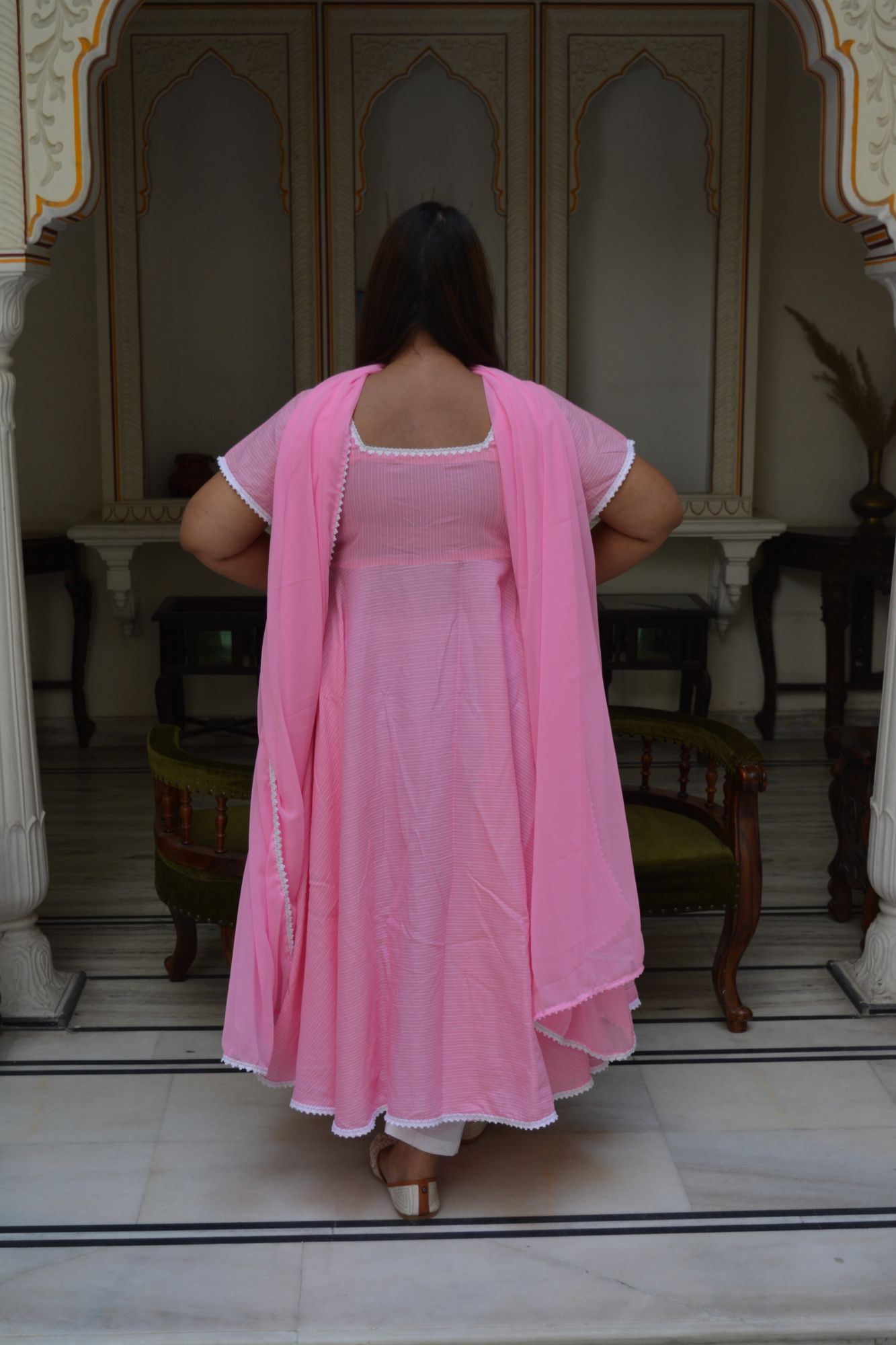 Baby Pink Anarkali Suit Set