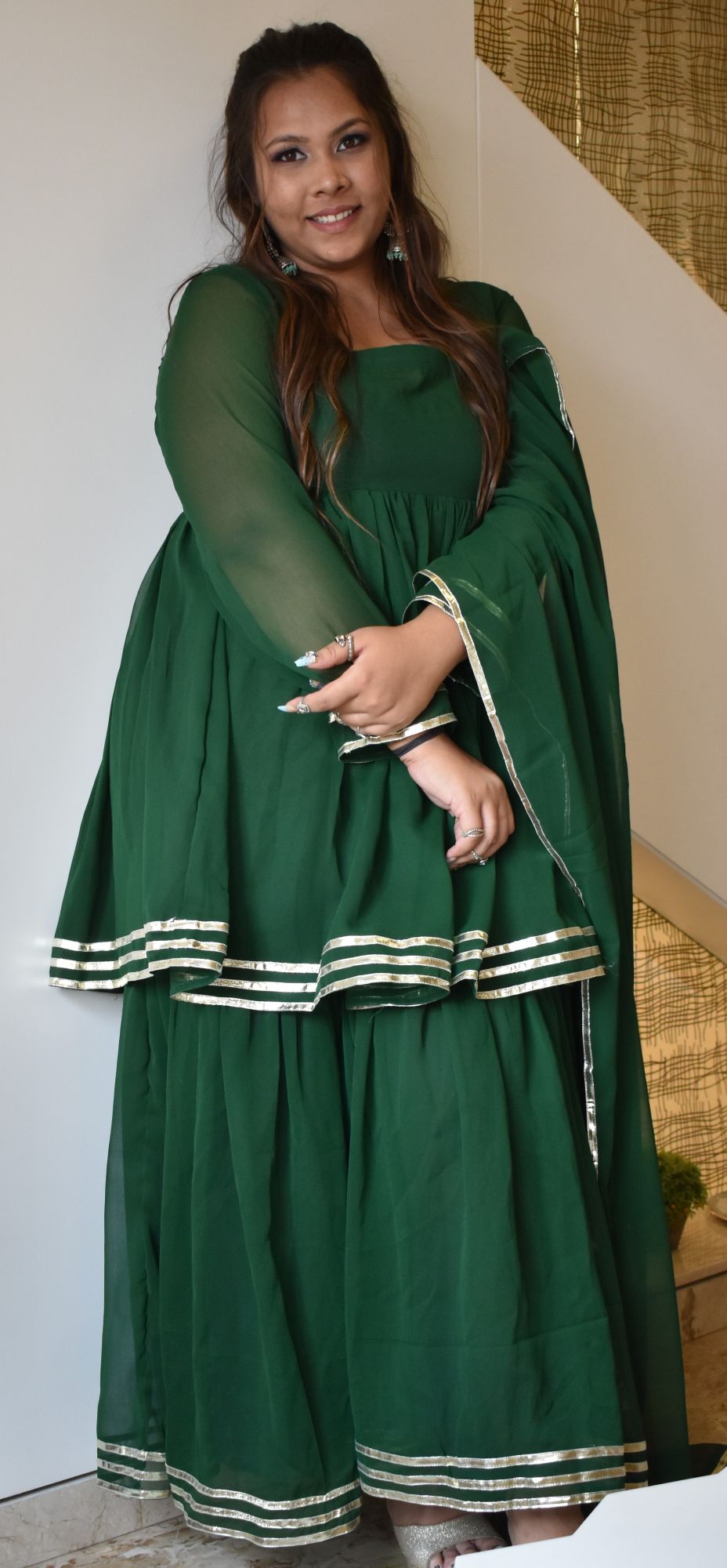 Bottle Green Sharara Suit Set