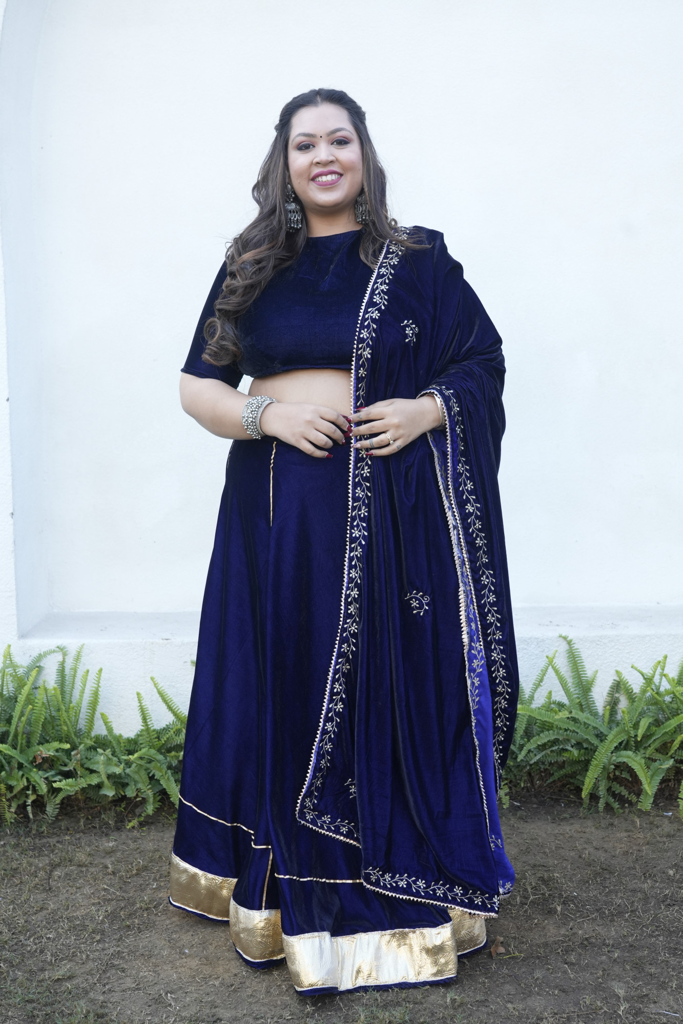 Royal Blue Lehenga With Embroidered Dupatta