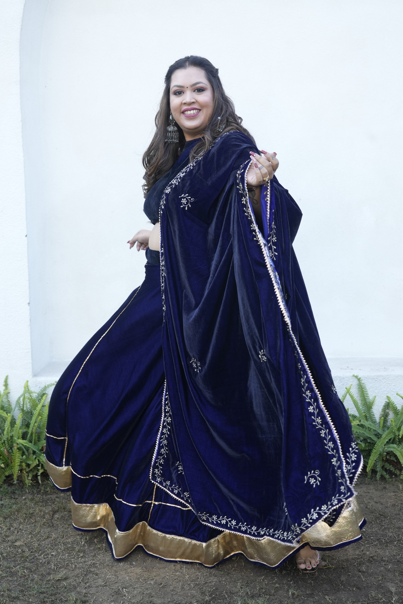 Royal Blue Lehenga With Embroidered Dupatta