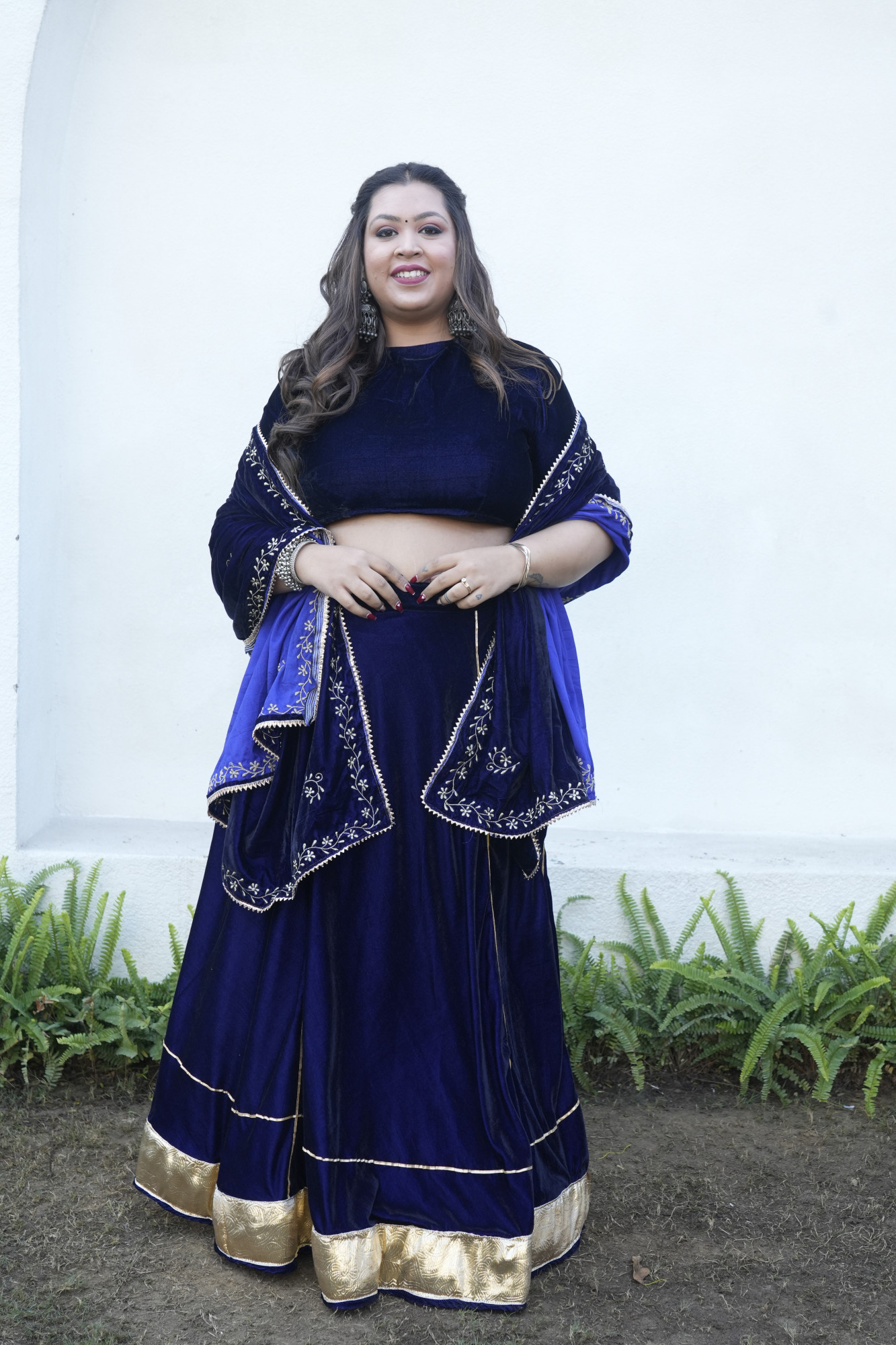 Royal Blue Lehenga With Embroidered Dupatta