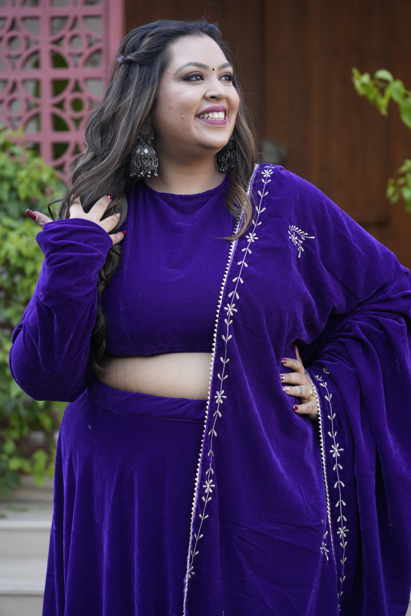 Purple Lehenga With Embroidered Dupatta