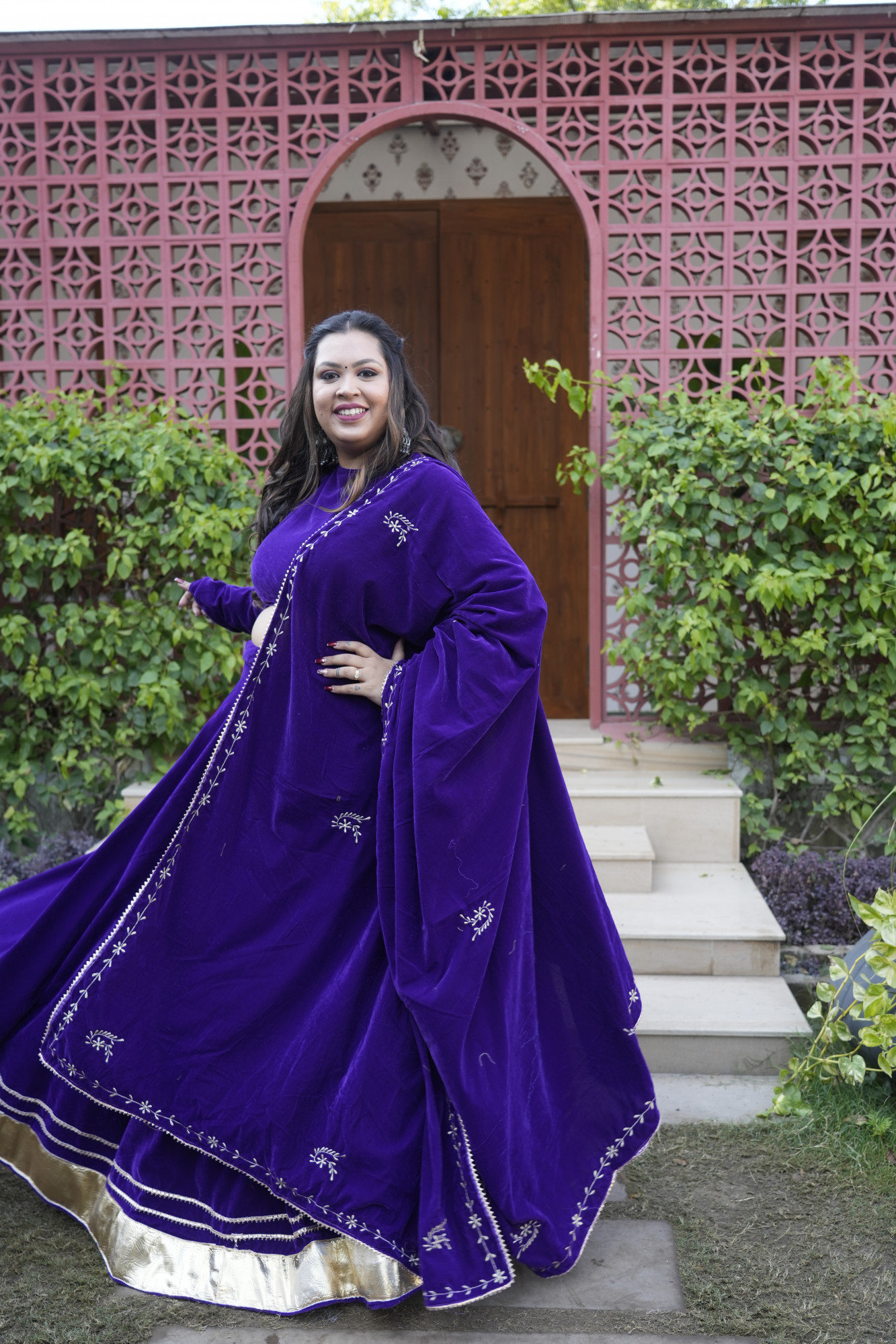 Purple Lehenga With Embroidered Dupatta