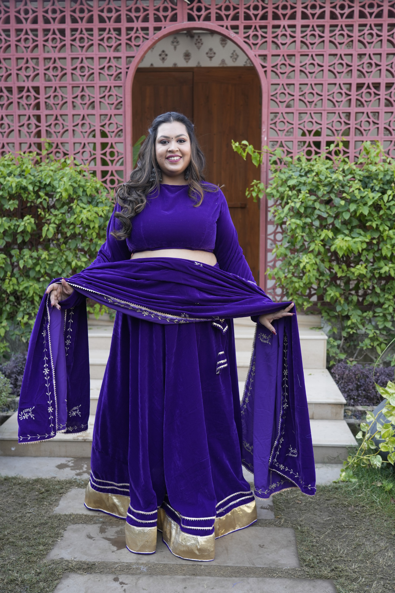 Purple Lehenga With Embroidered Dupatta