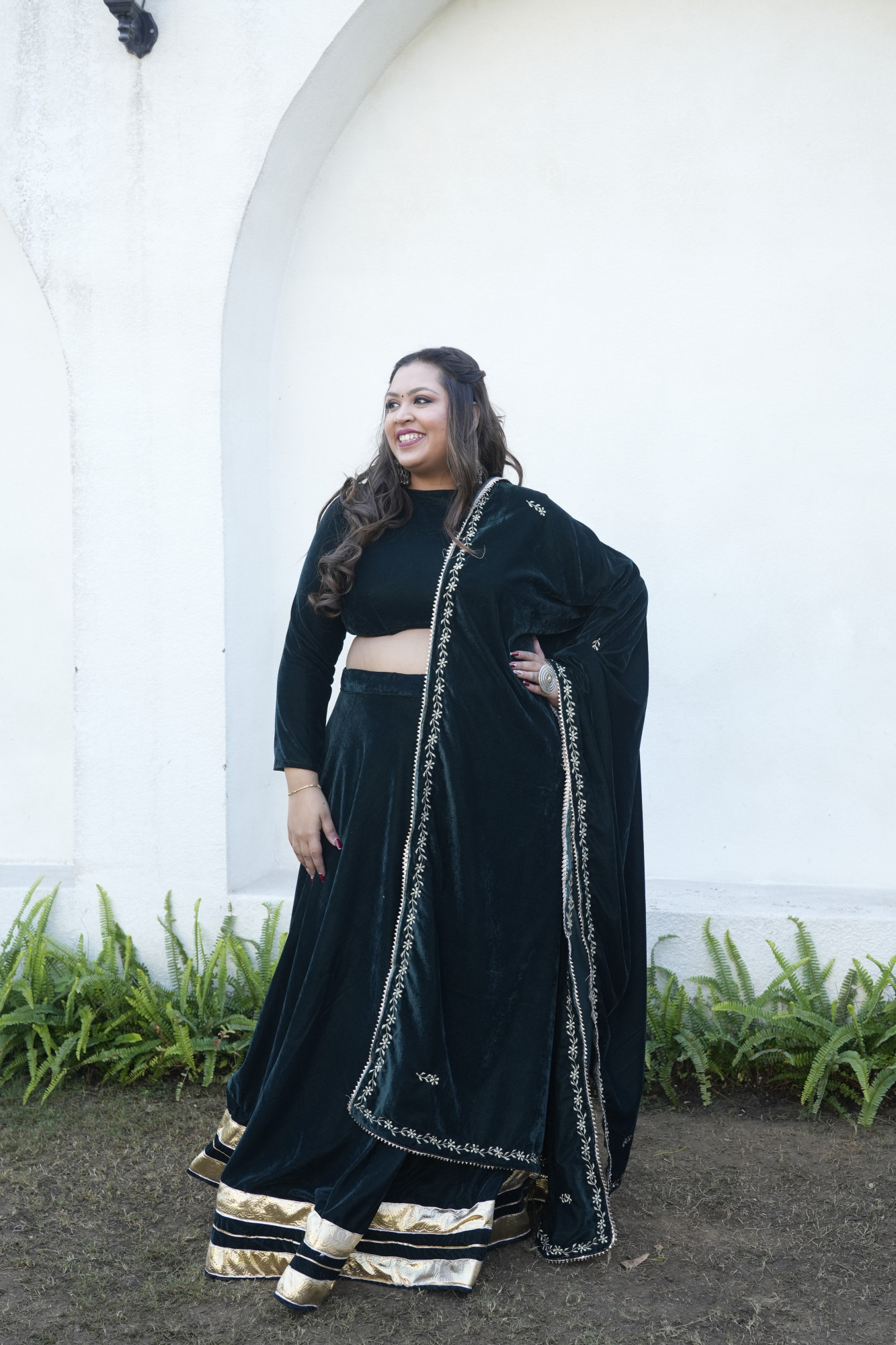 Green Lehenga With Embroidered Dupatta