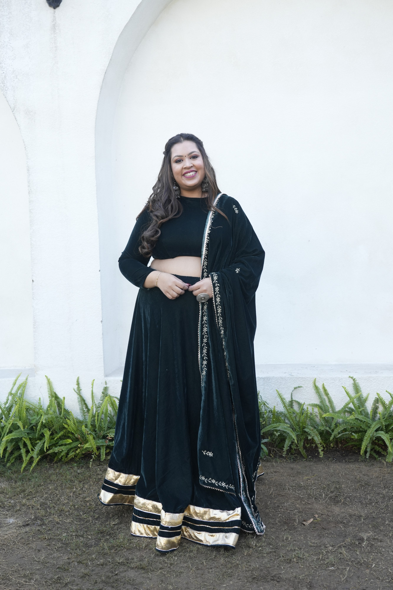 Green Lehenga With Embroidered Dupatta
