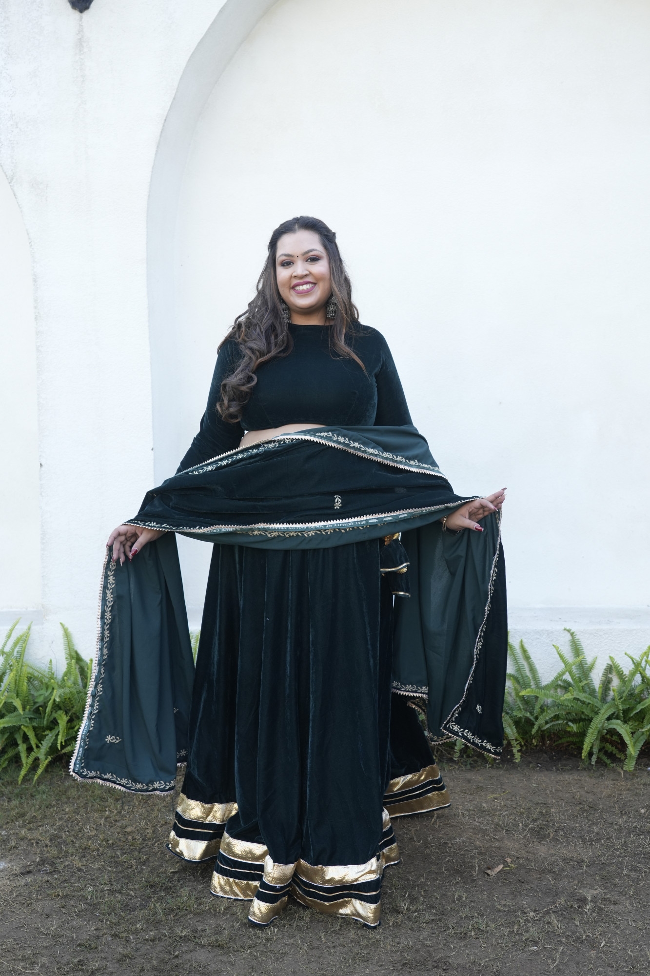 Green Lehenga With Embroidered Dupatta