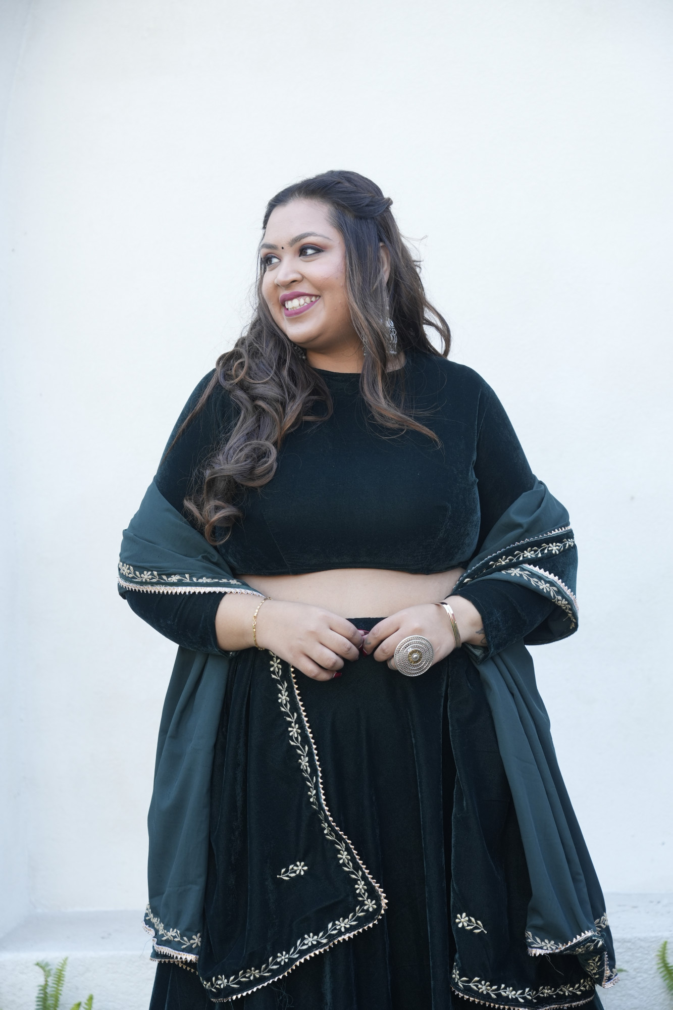 Green Lehenga With Embroidered Dupatta