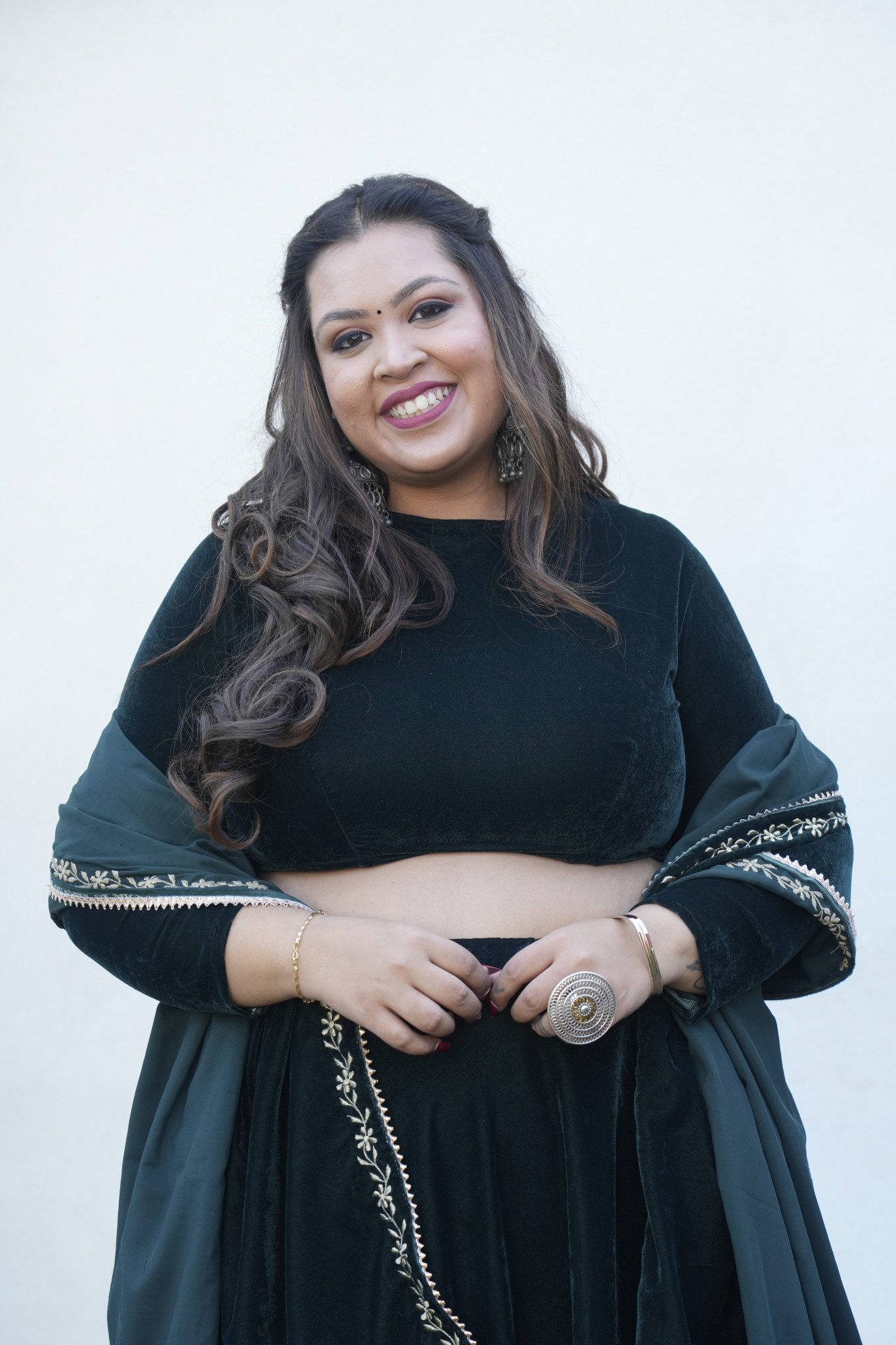 Green Lehenga With Embroidered Dupatta