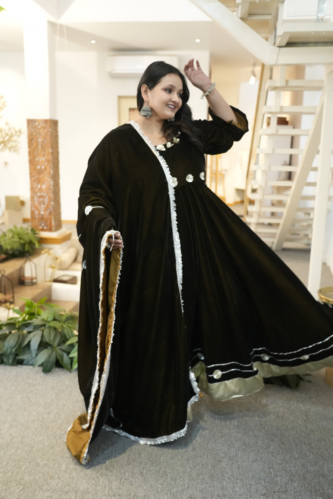 Brown Anarkali With Dupatta