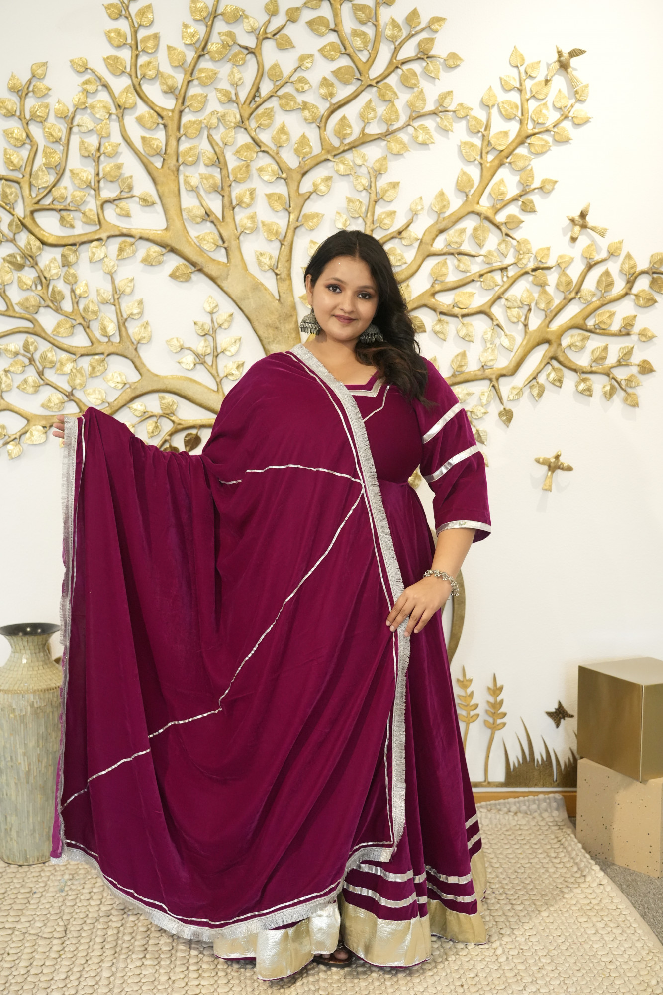 Hot Pink Anarkali With Dupatta