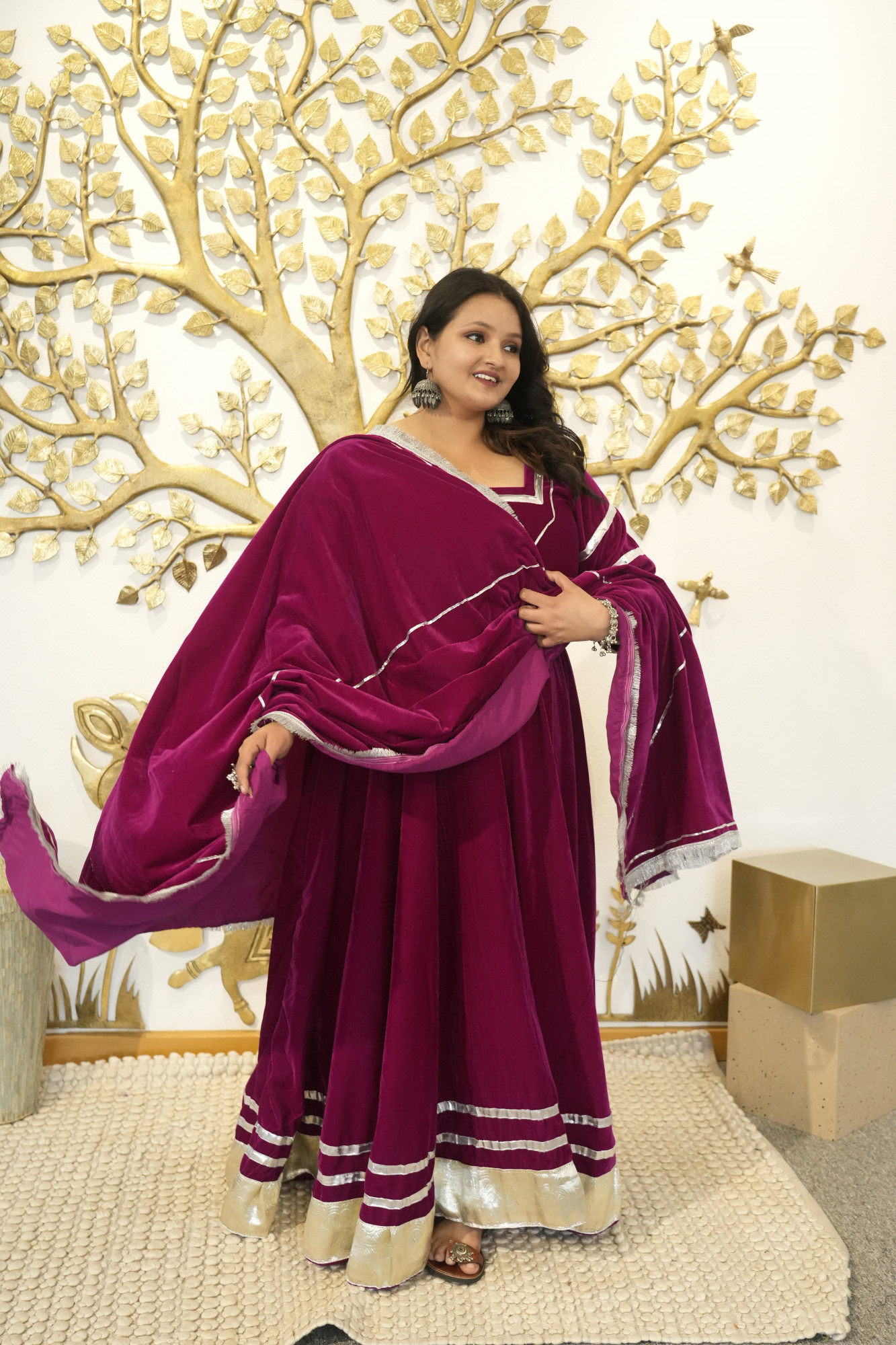 Hot Pink Anarkali With  Dupatta