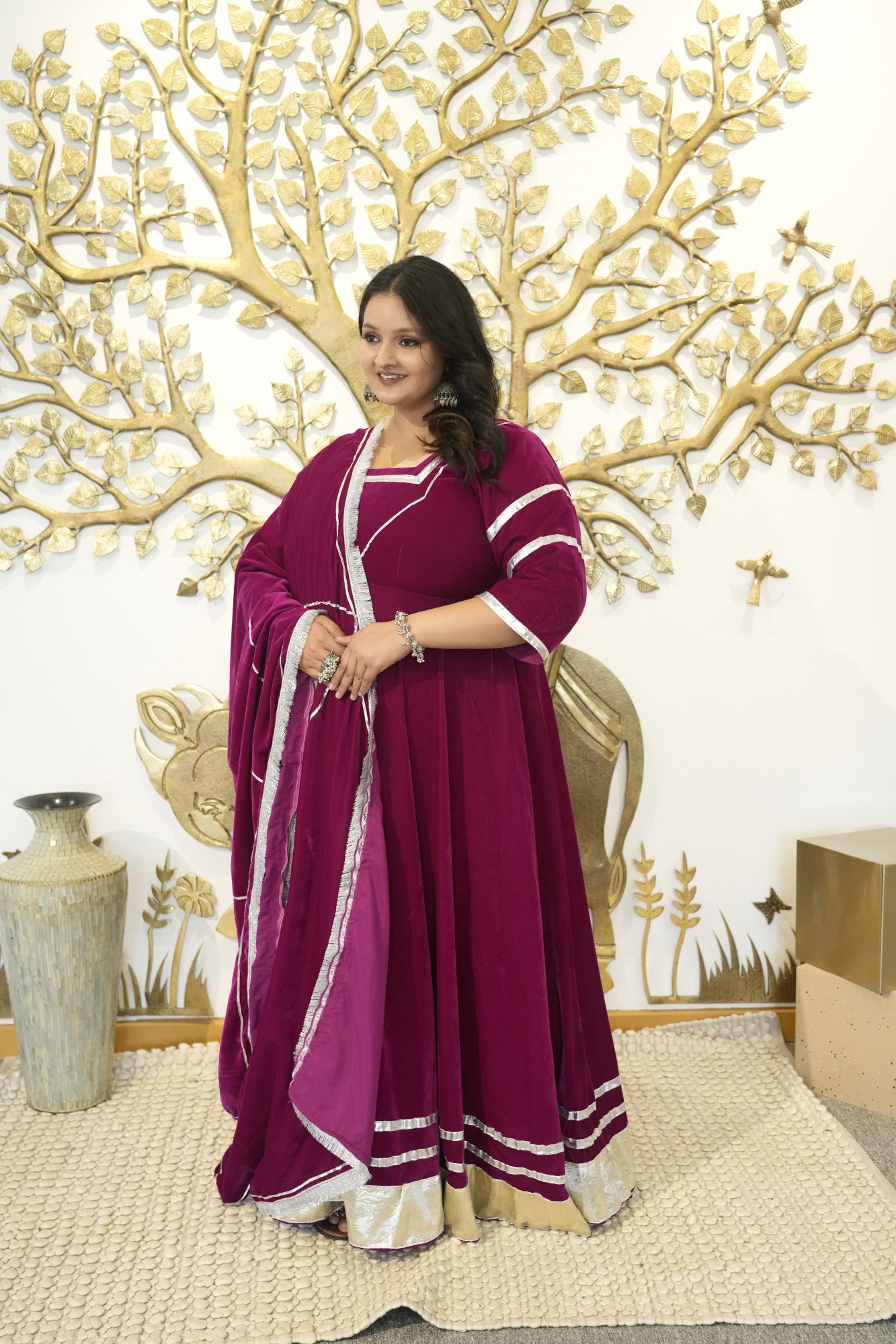 Hot Pink Anarkali With  Dupatta