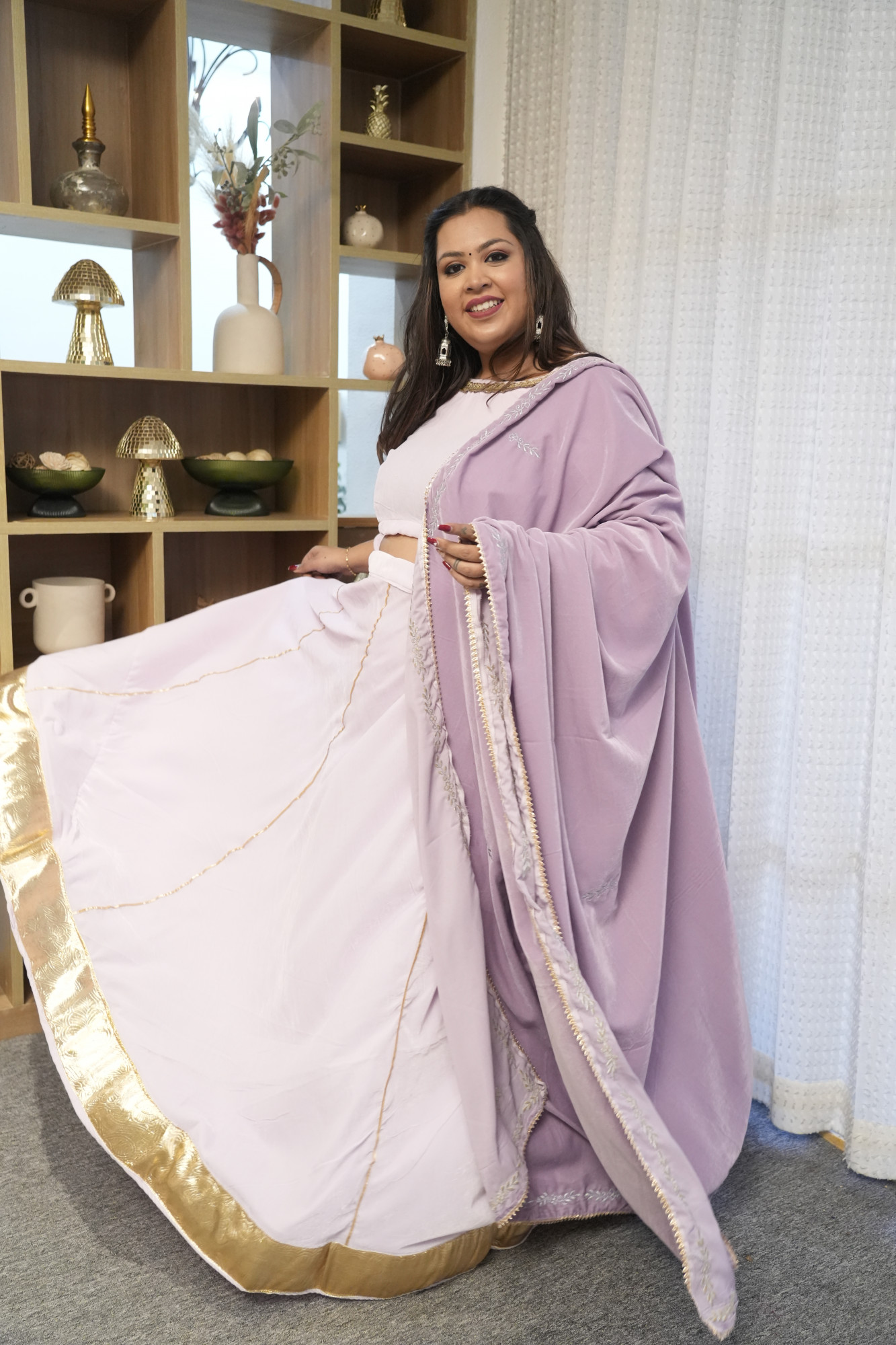 Onion Pink Lehenga With Embroidered Dupatta