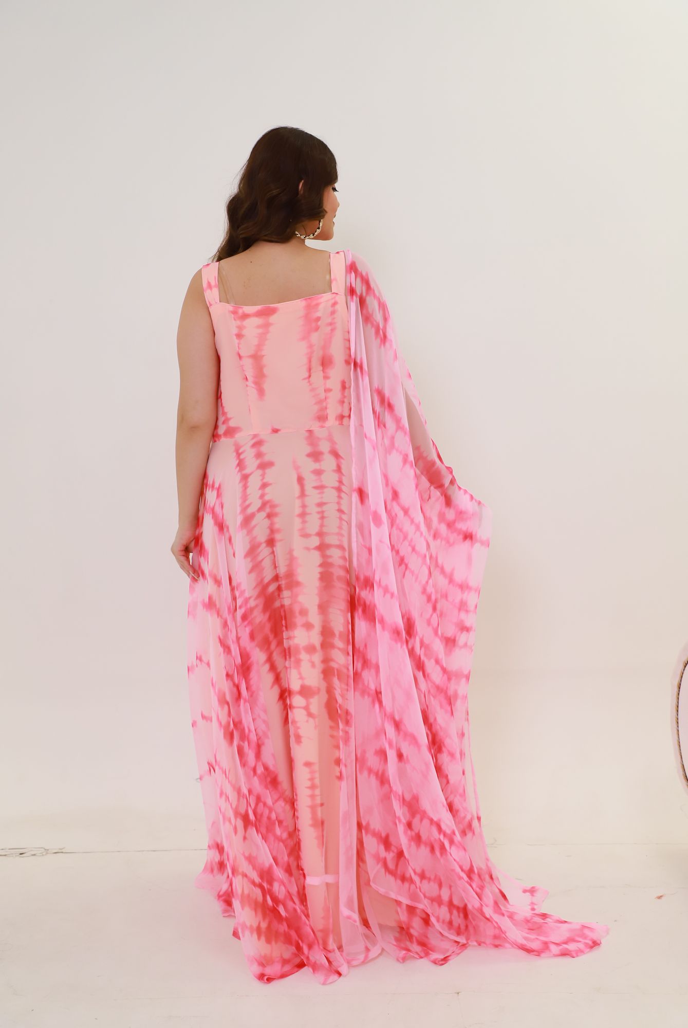 Pink Batik Georgette Anarkali Suit Set