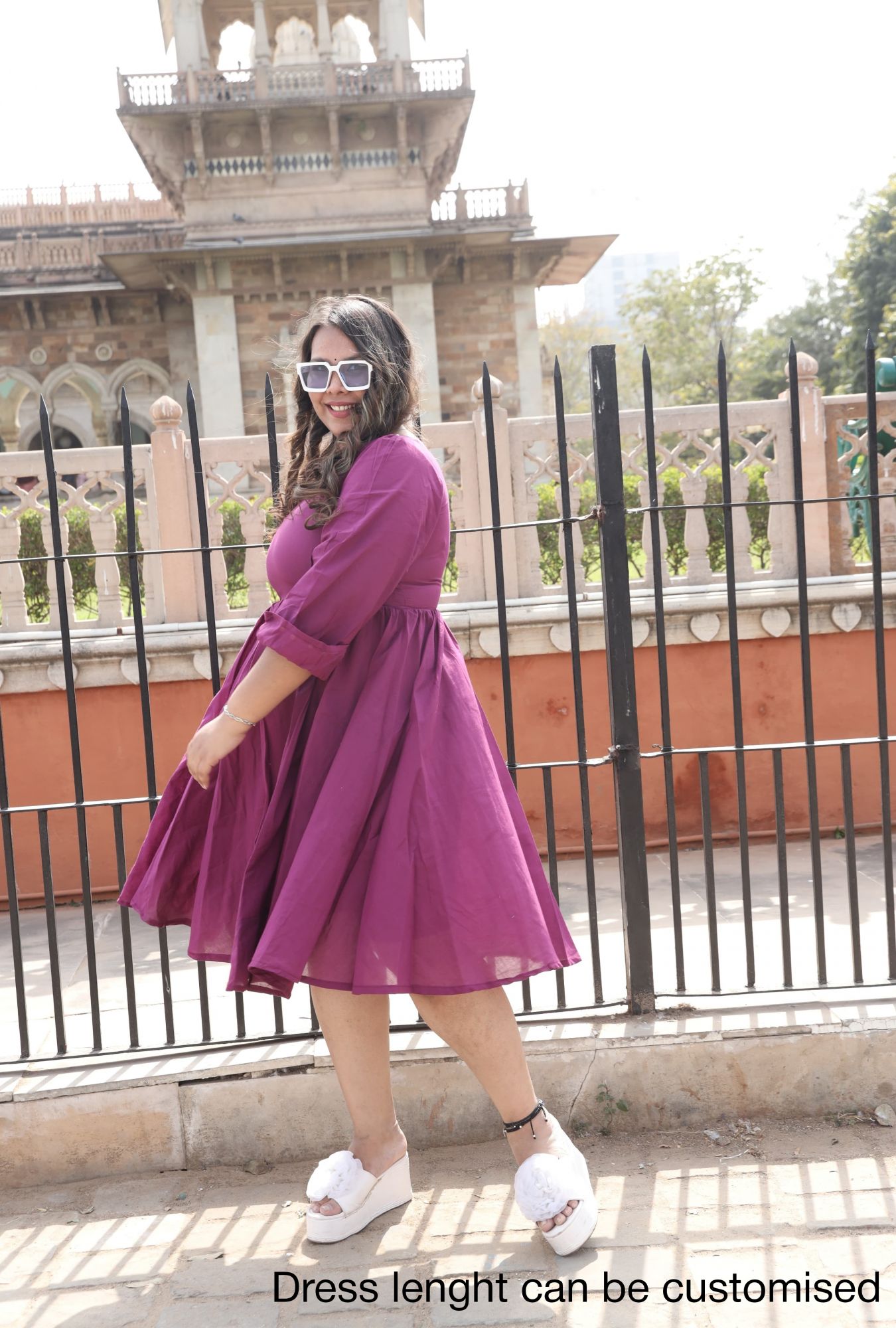 Wine Pearl Cotton Tiered Dress