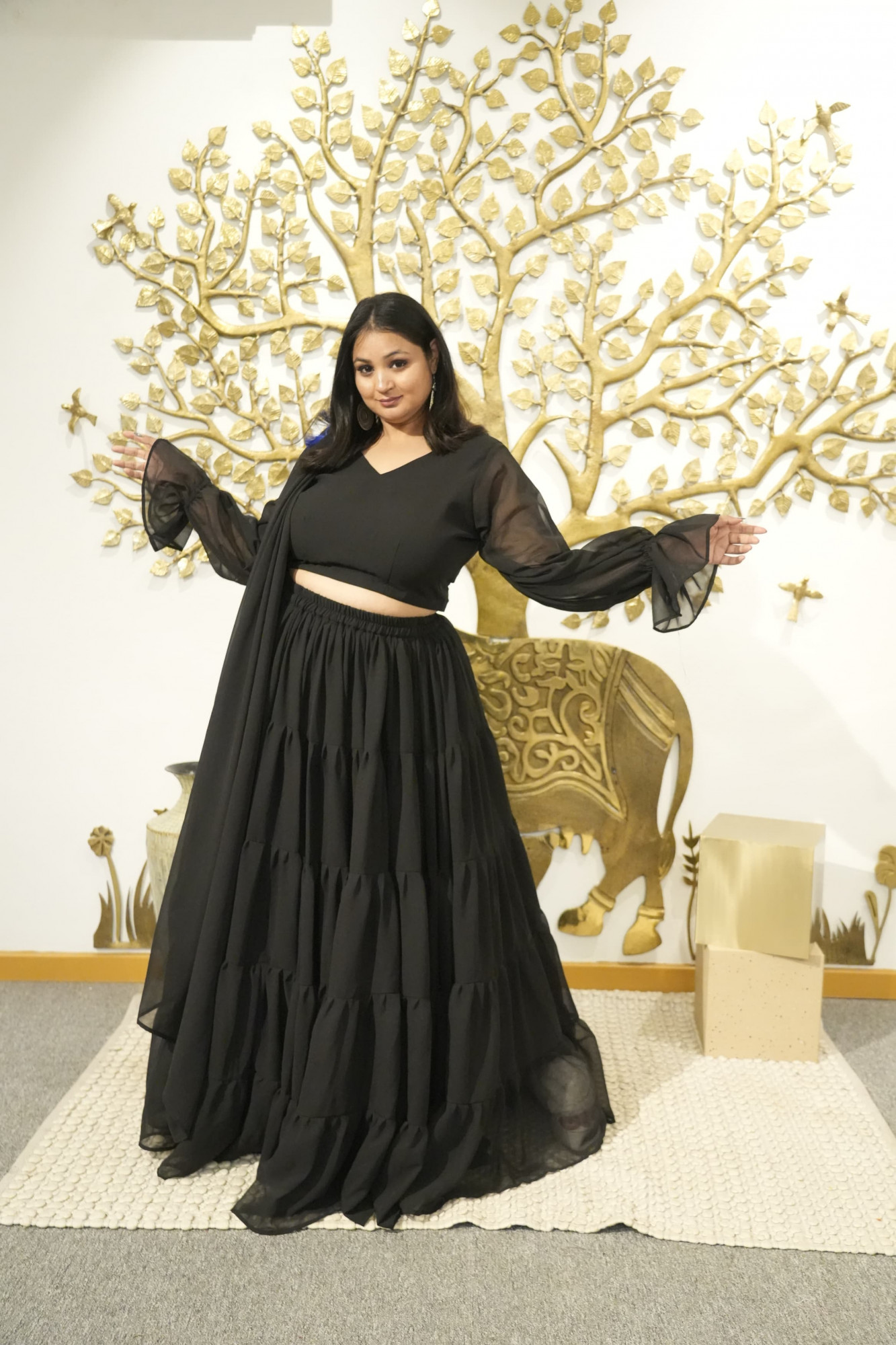 Noor Black Georgette Lehenga Set
