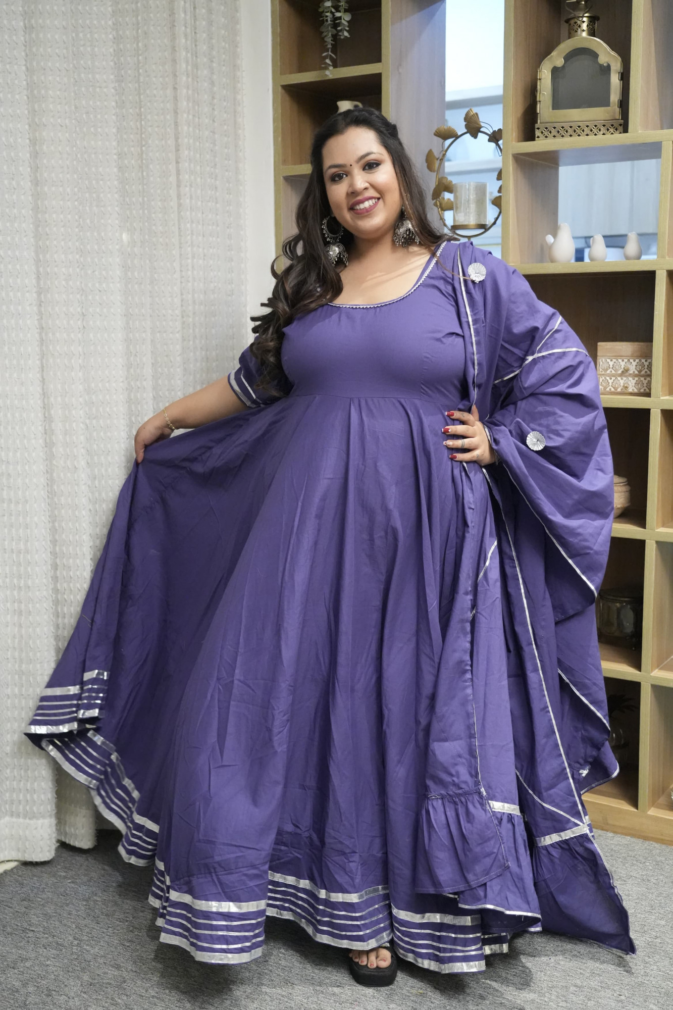 Sara Purple Anarkali Set