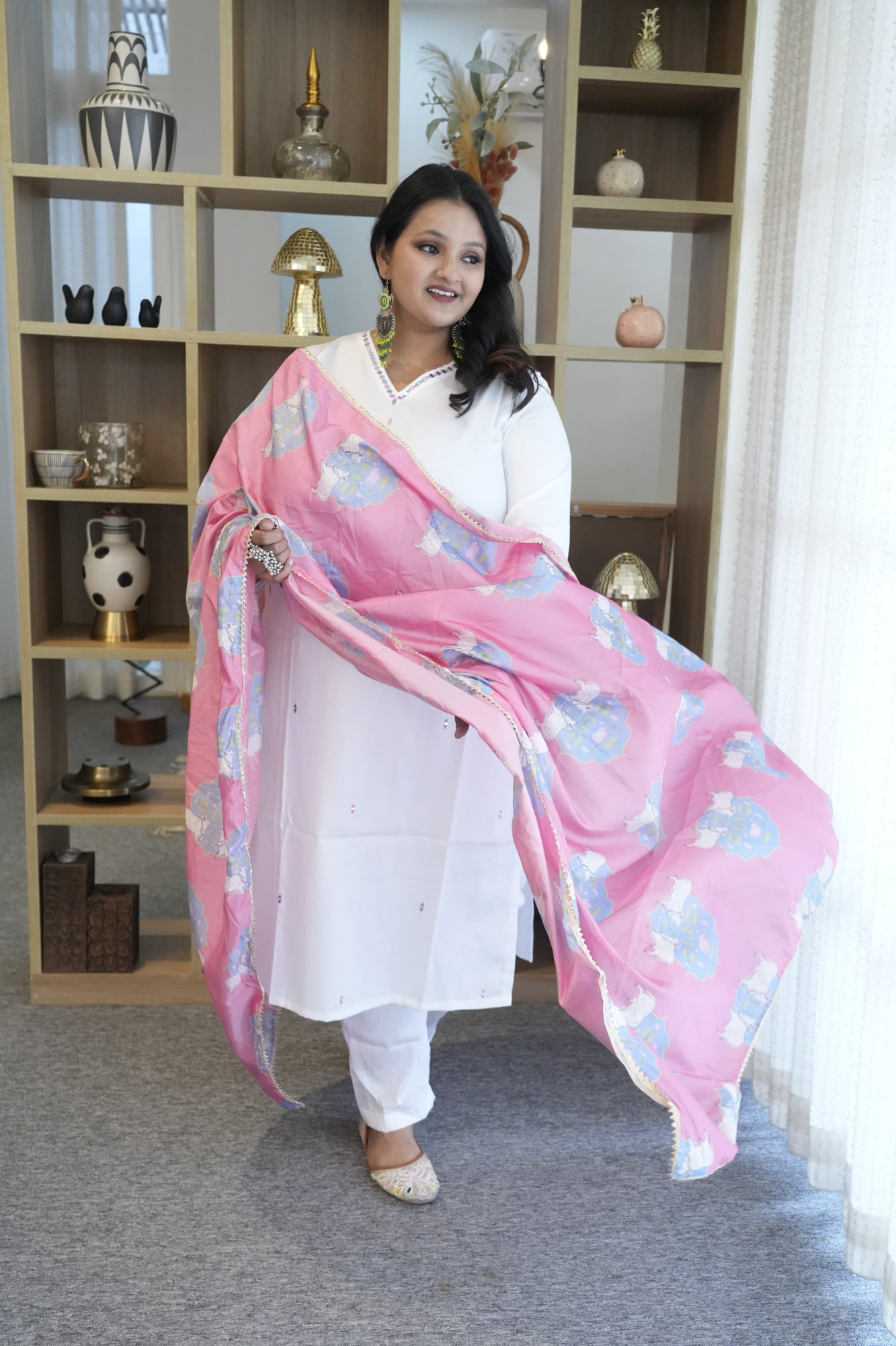 Pearl White Embroidered Suit Set