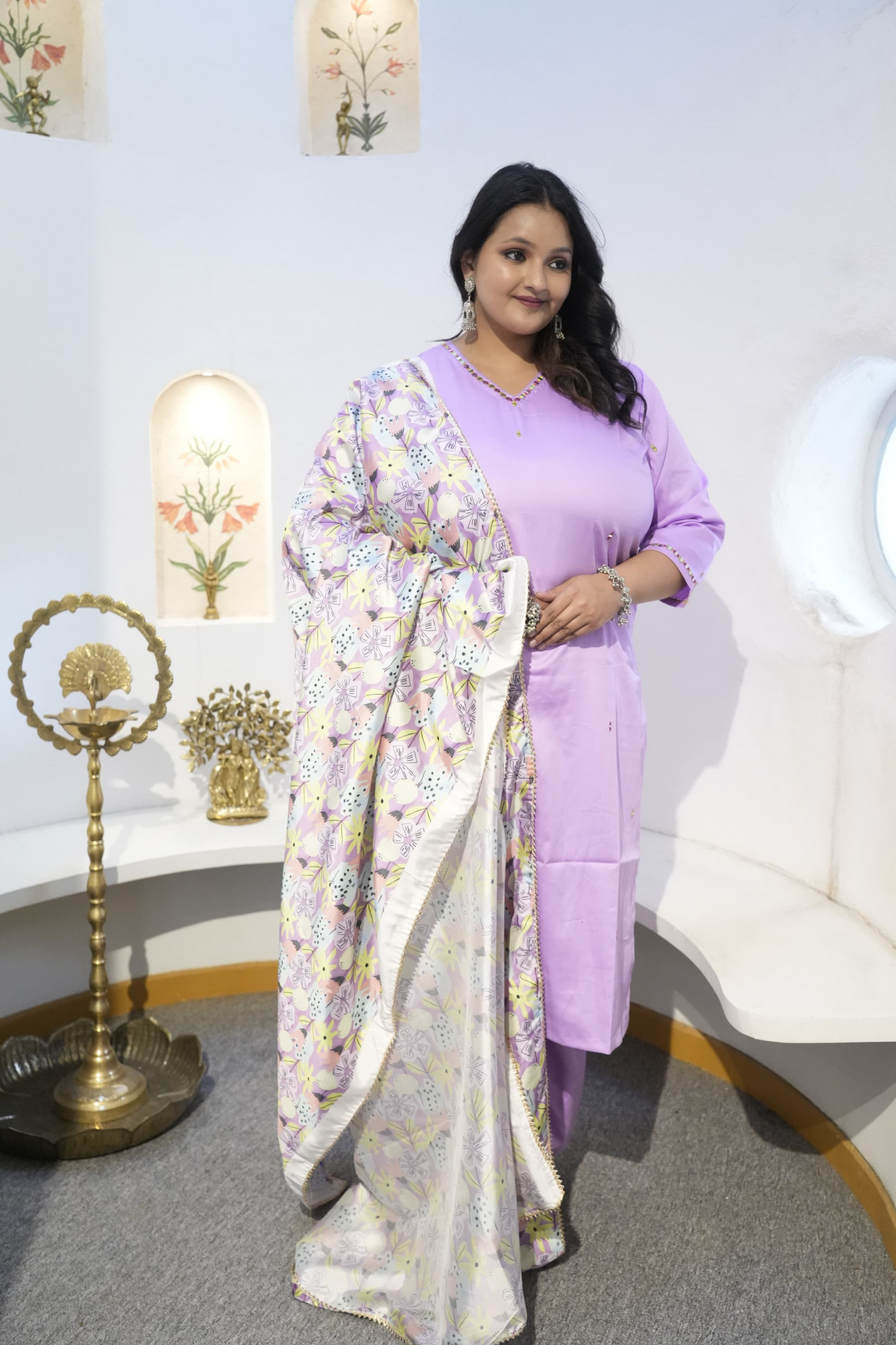 Luna Lavender Embroidered Suit Set