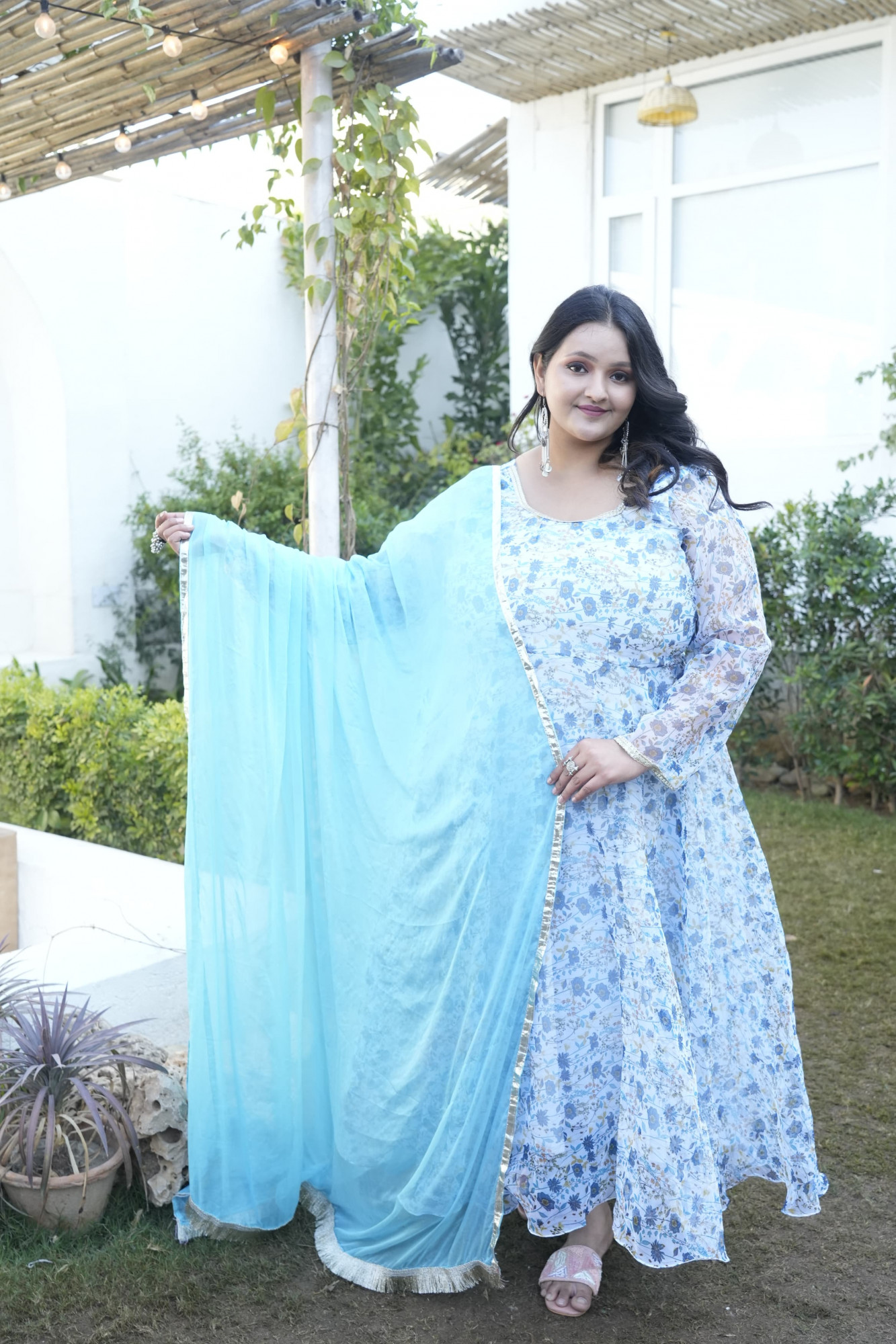 Dreamy Sky Bloom Bliss Orgenza Anarkali Set