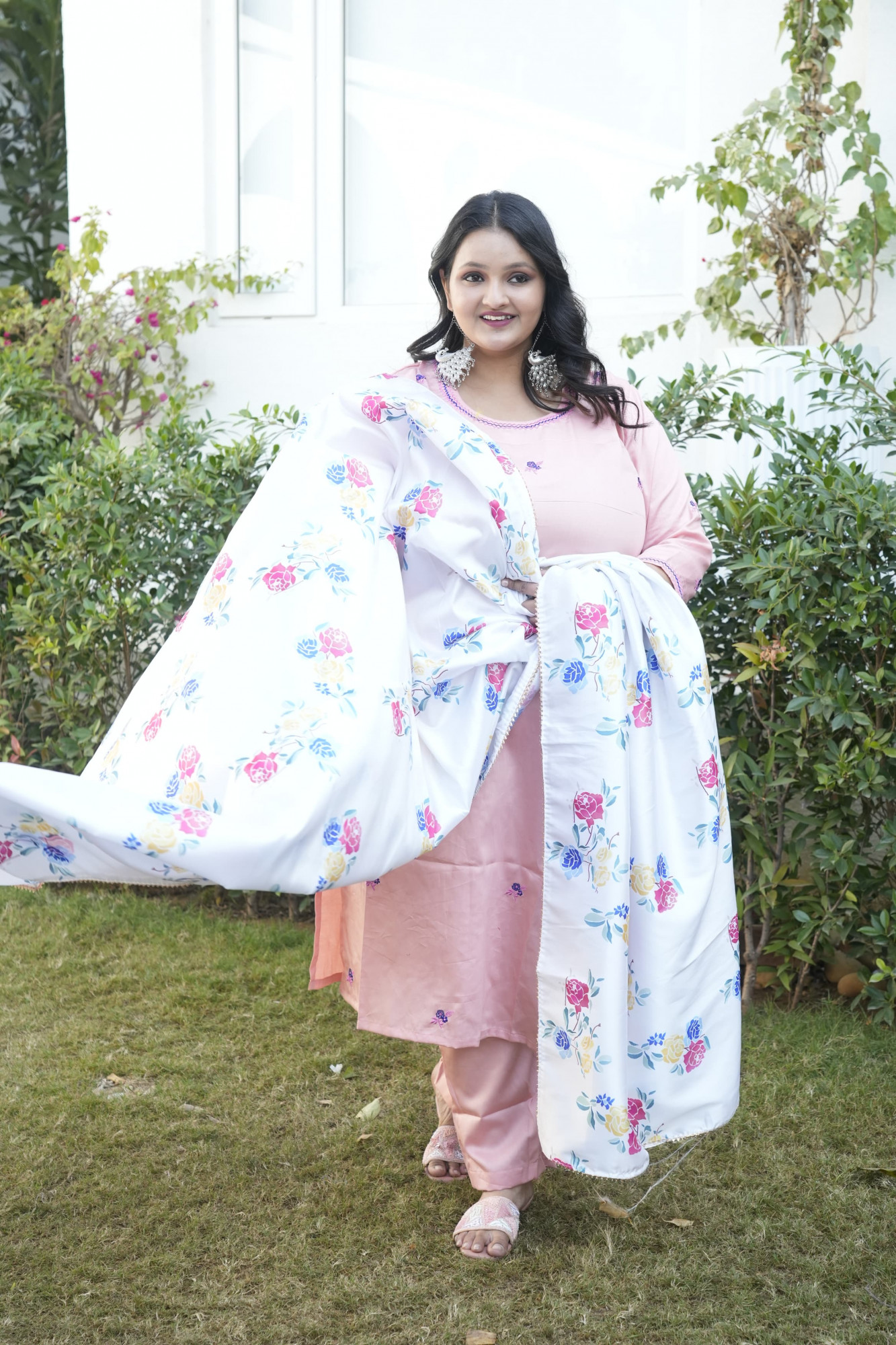 Aurora Peach Embroidered Suit Set