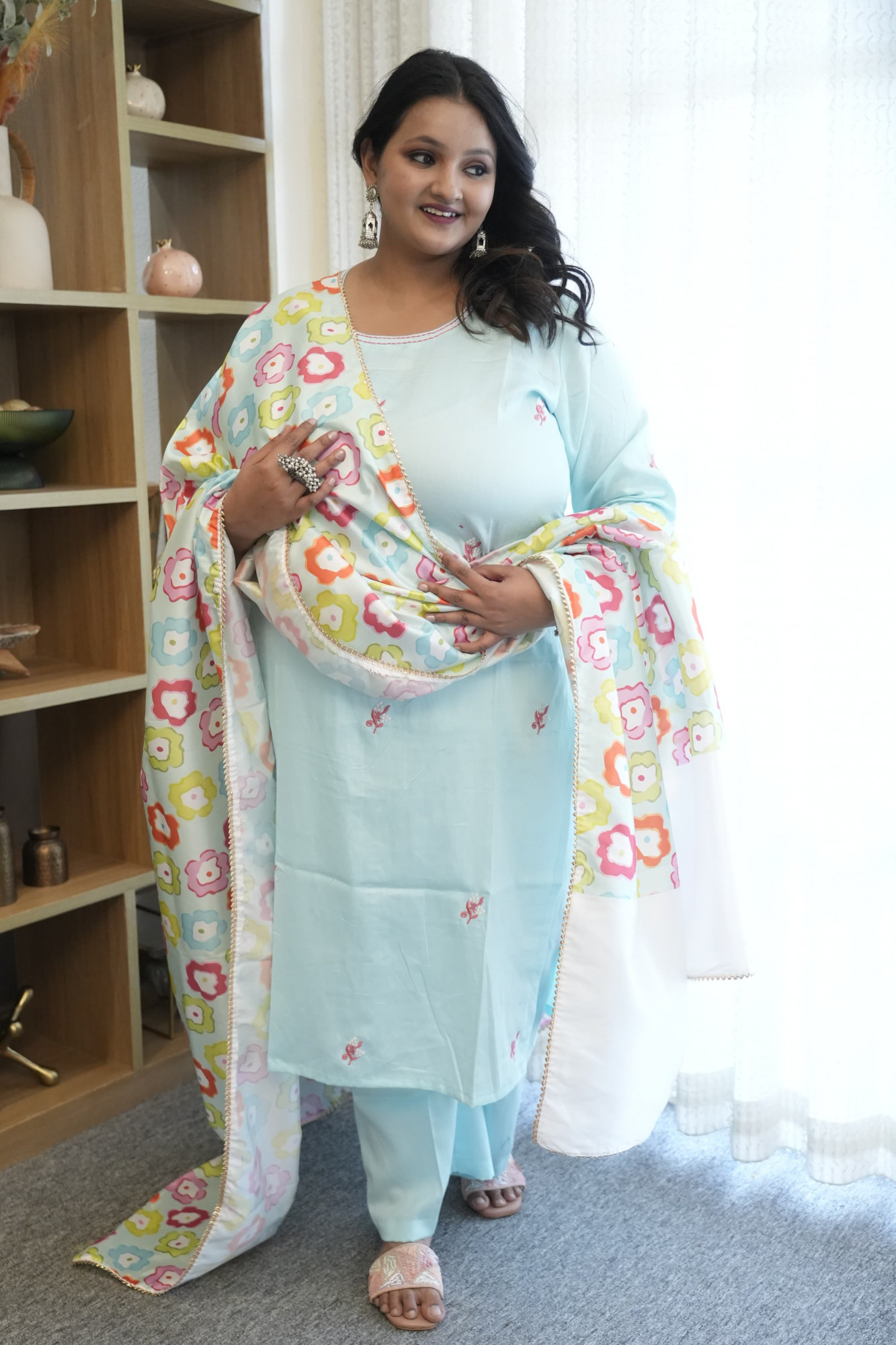 Morning Mist Embroidered Suit Set