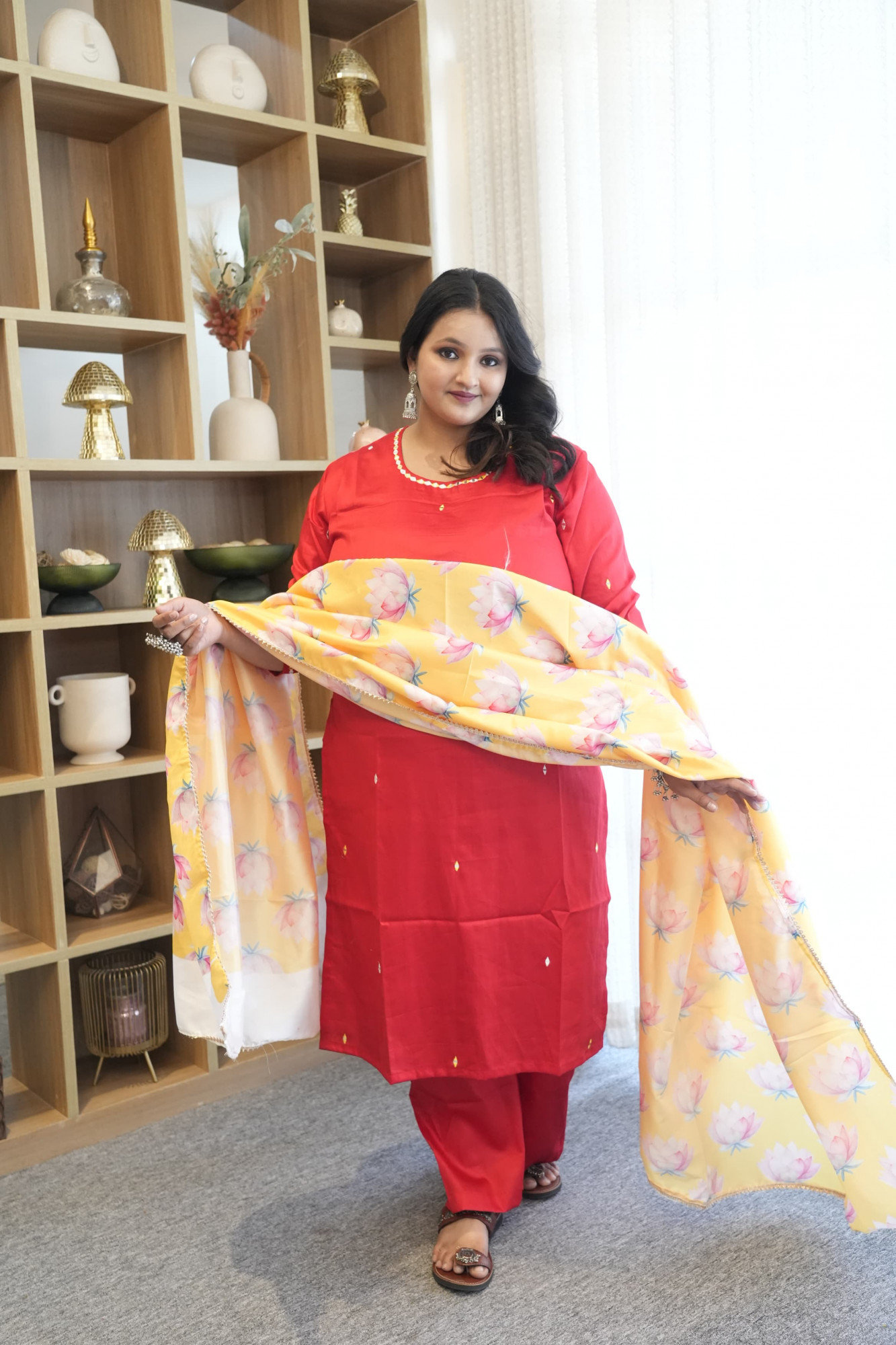 Tangy Tomato Embroidered Suit Set