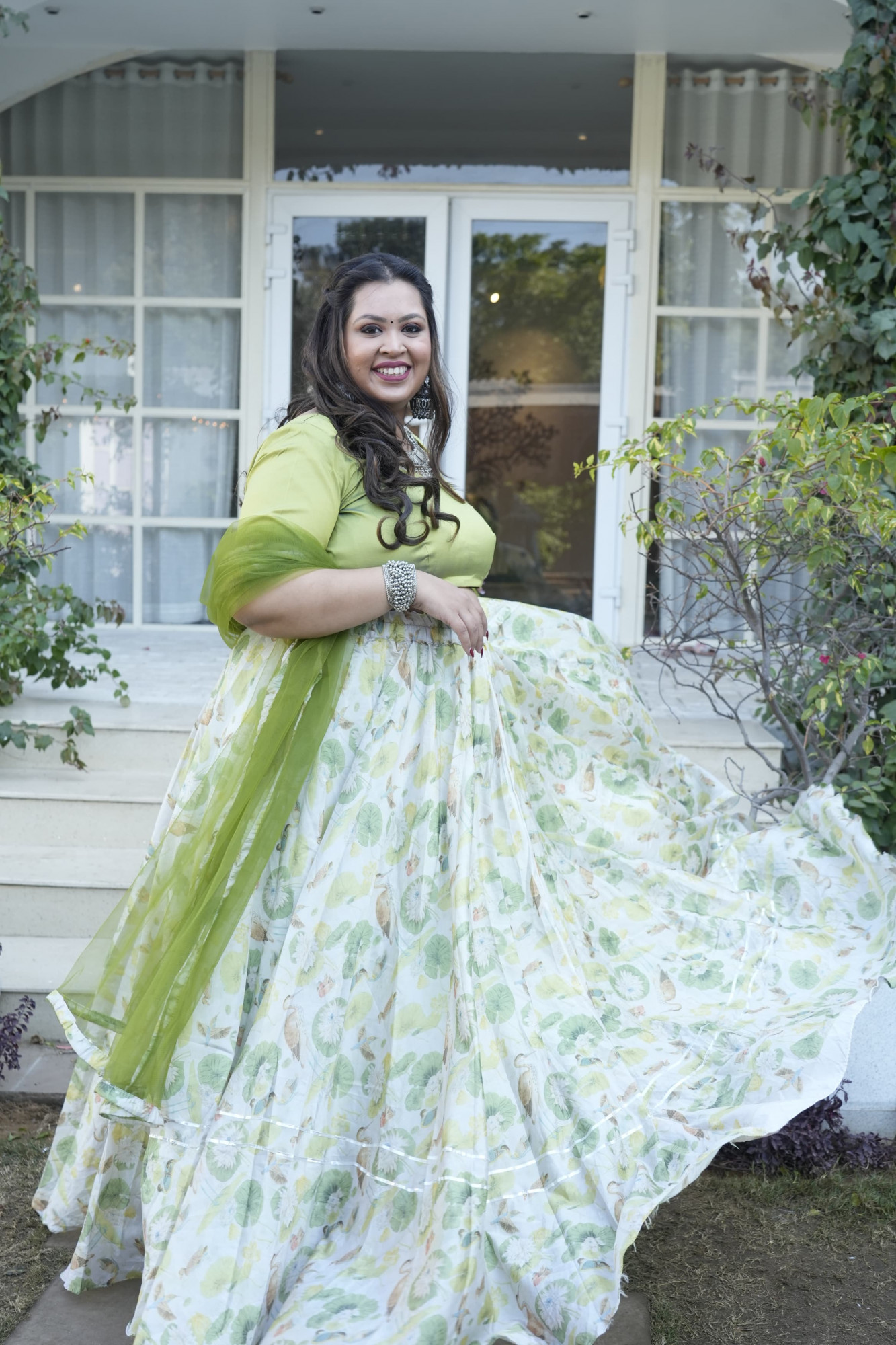 Olive Oasis Silk Lehenga Set