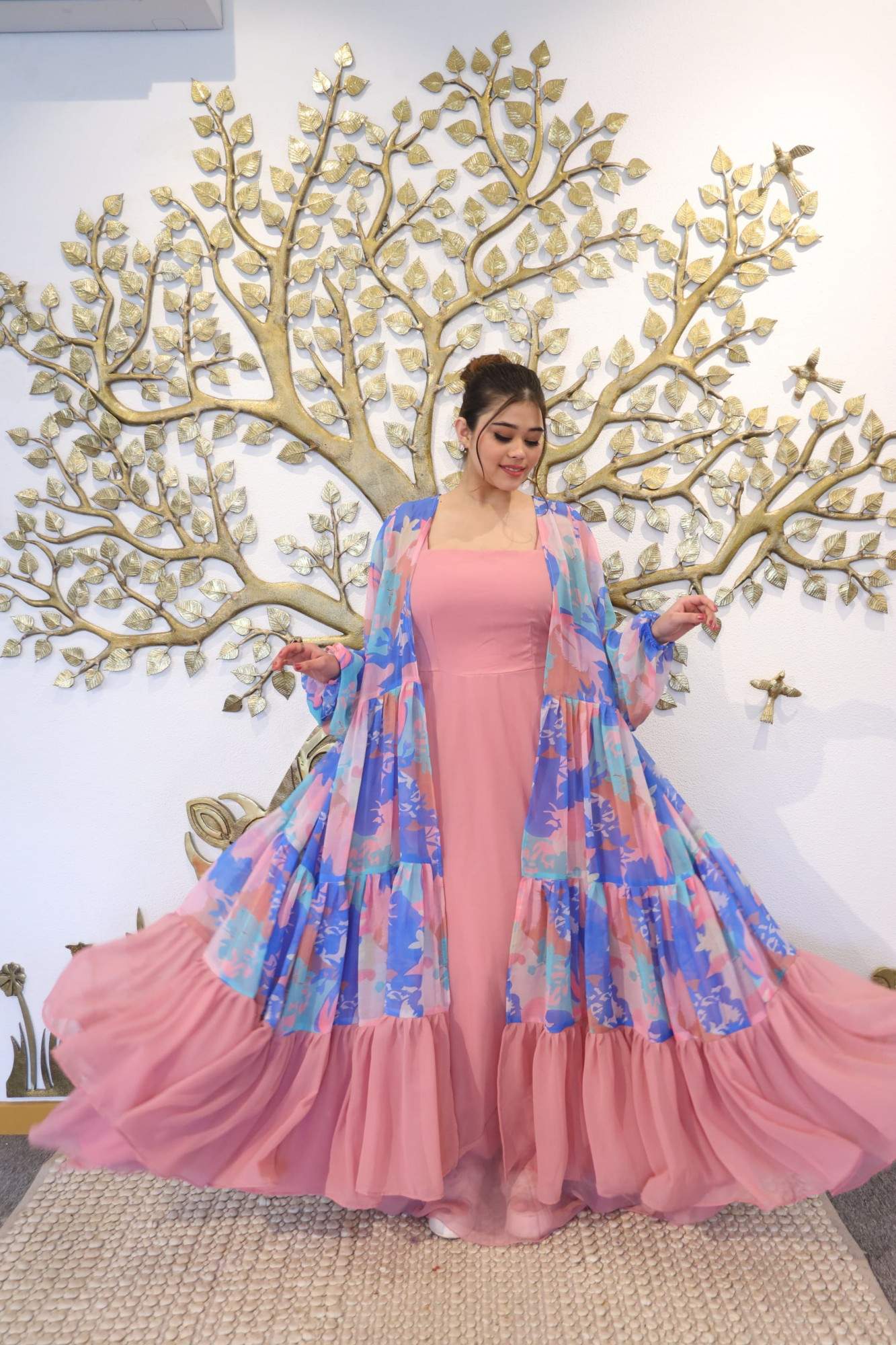 Onion Oracle Dress With Printed Shrug