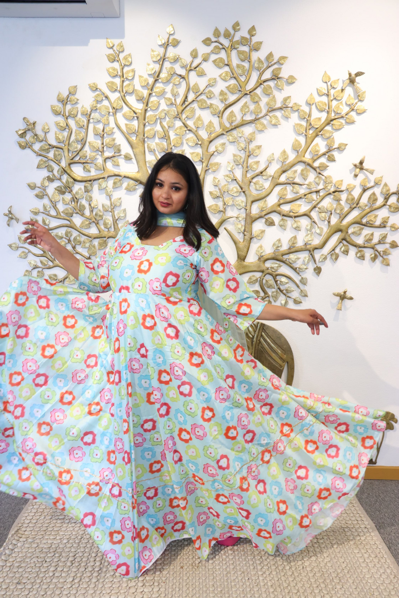 Morning Mist Silk Anarkali Set