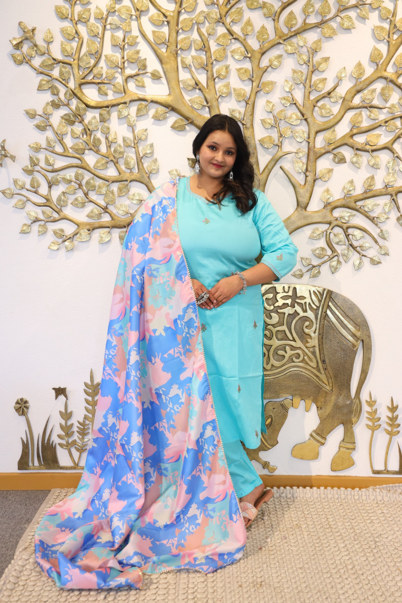 Sapphire Sky Embroidered Suit Set