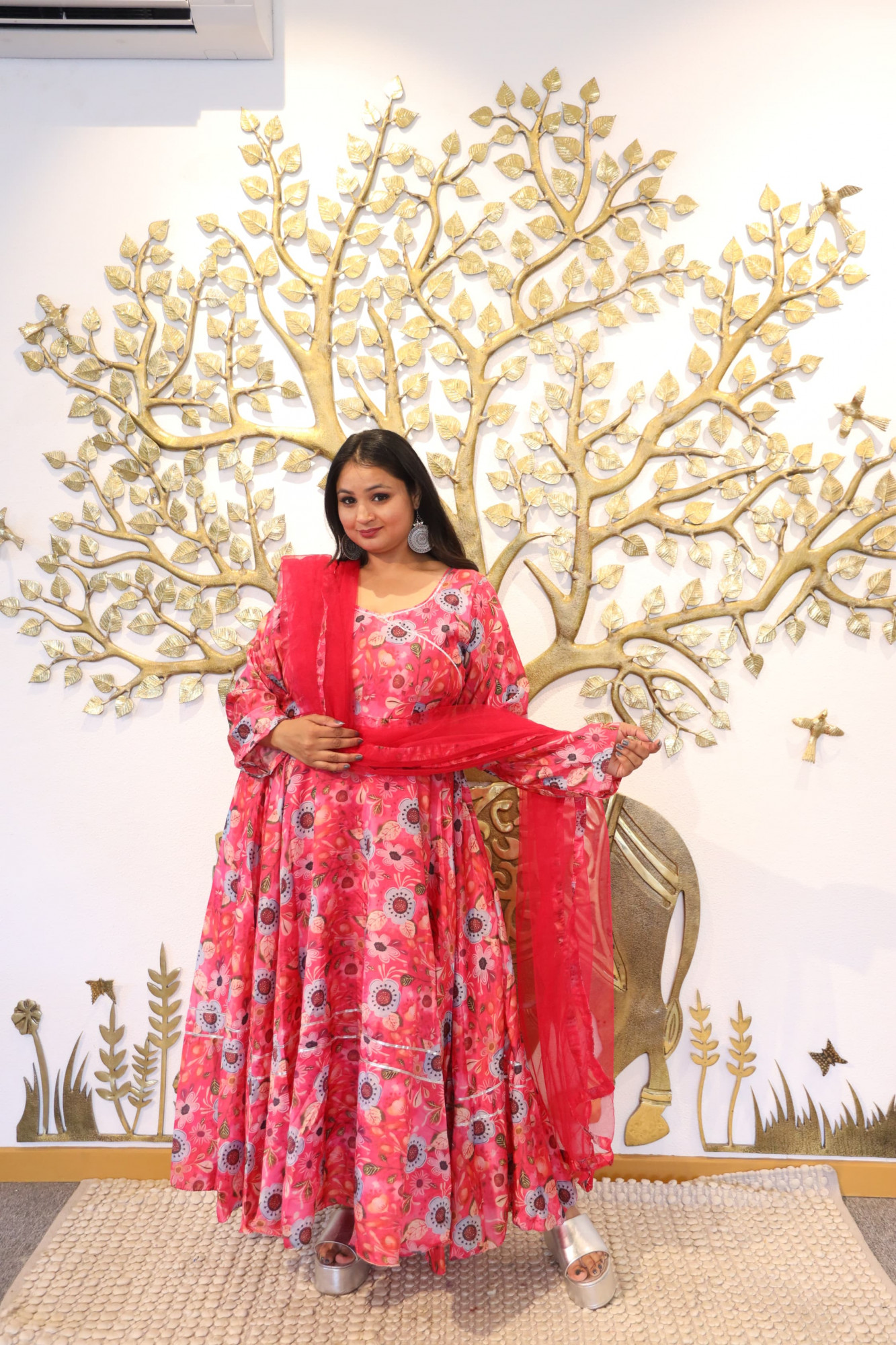 Fushia Fizz Silk Anarkali Set