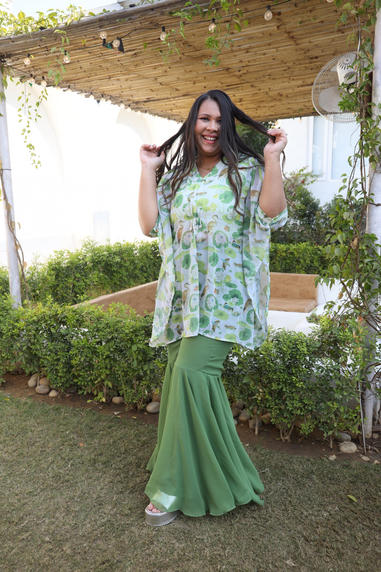 Olive Cow Georgette Sharara Set