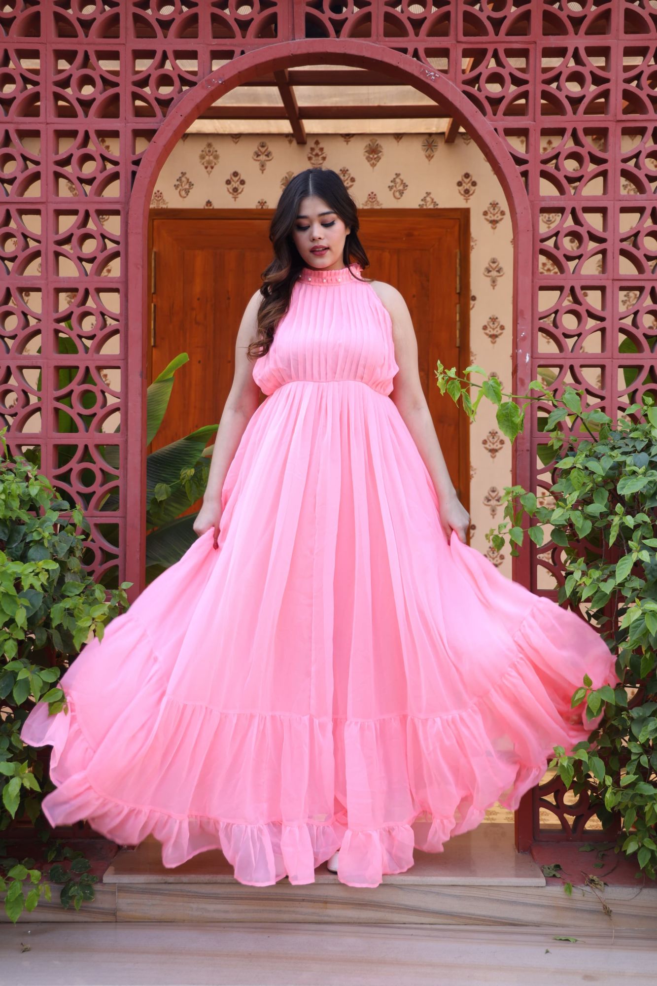 Inayaa Pink Georgette Dress