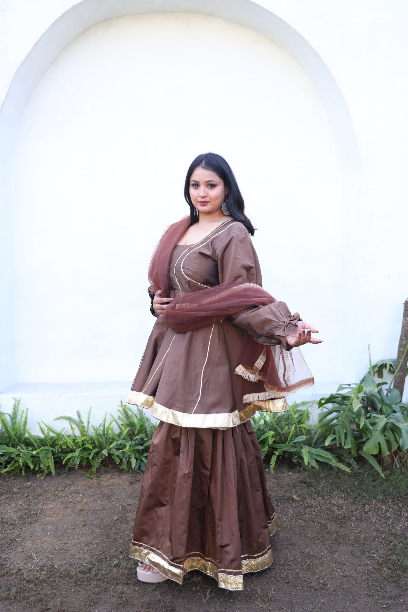 Coffee Sharara Suit Set