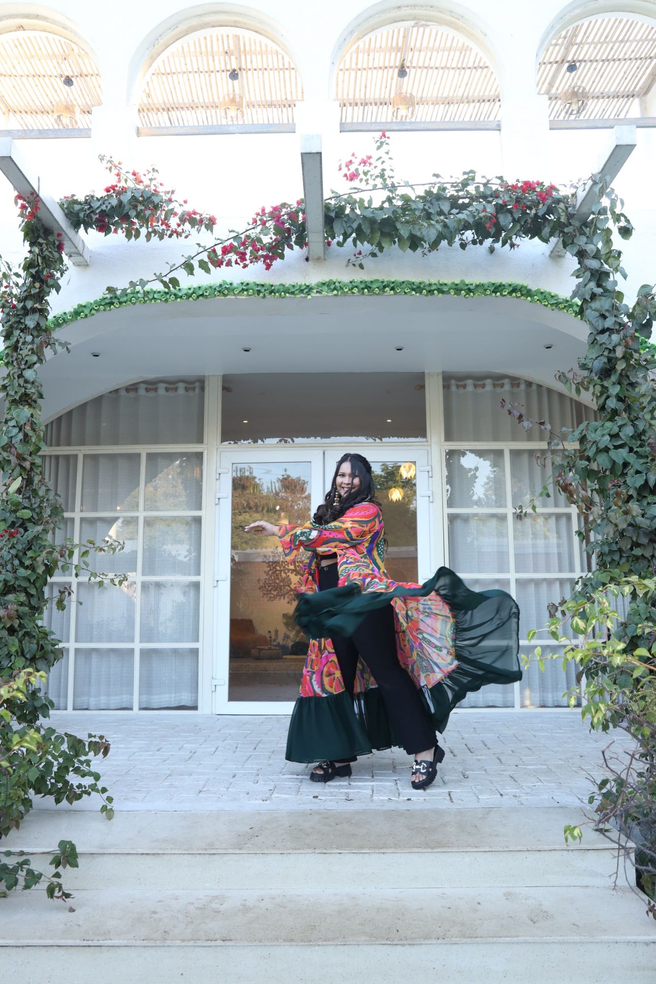 Lemon Abstract Printed Georgette Flared Shrug