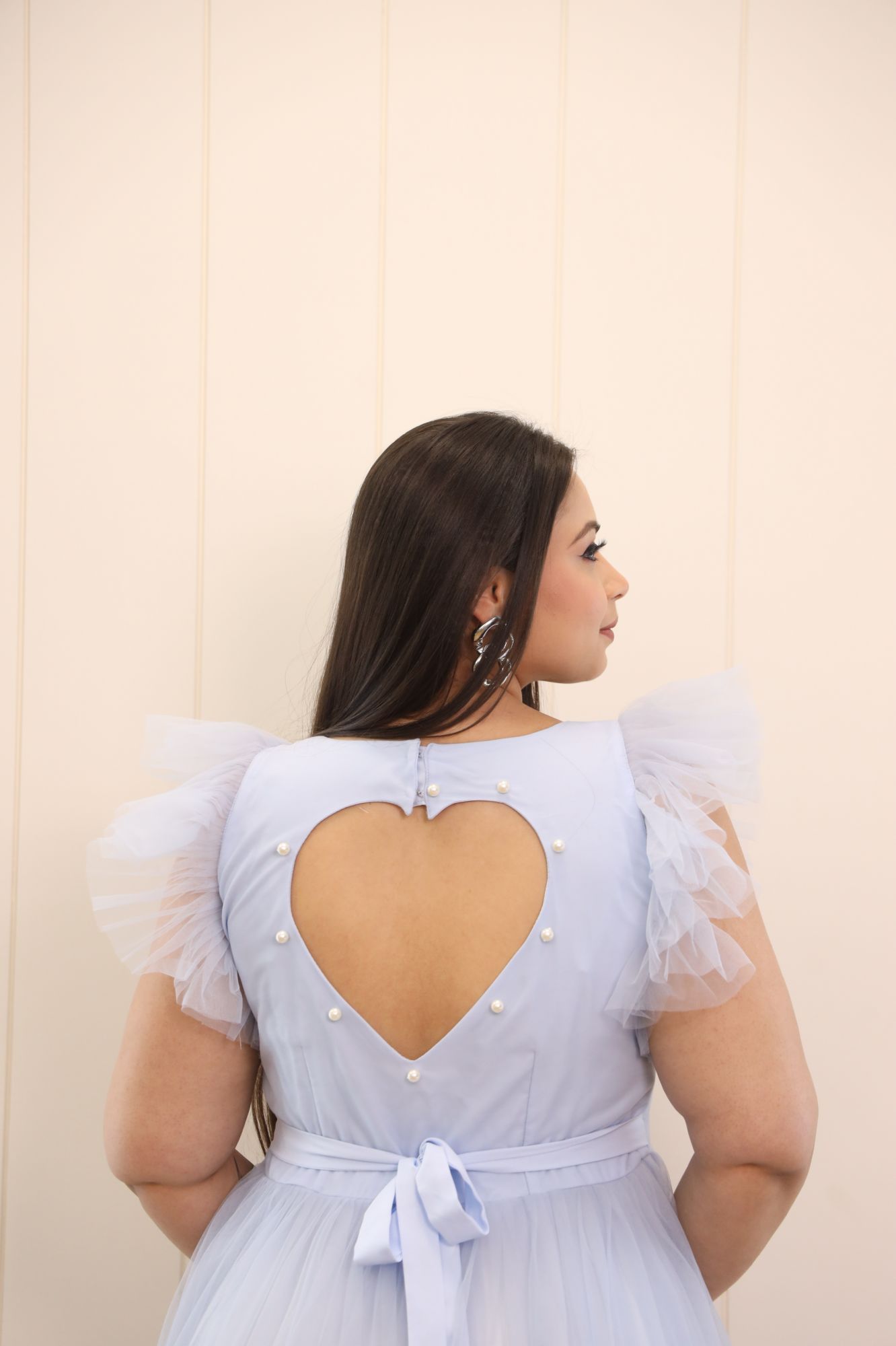 Greyish Blue Flared Short Dress