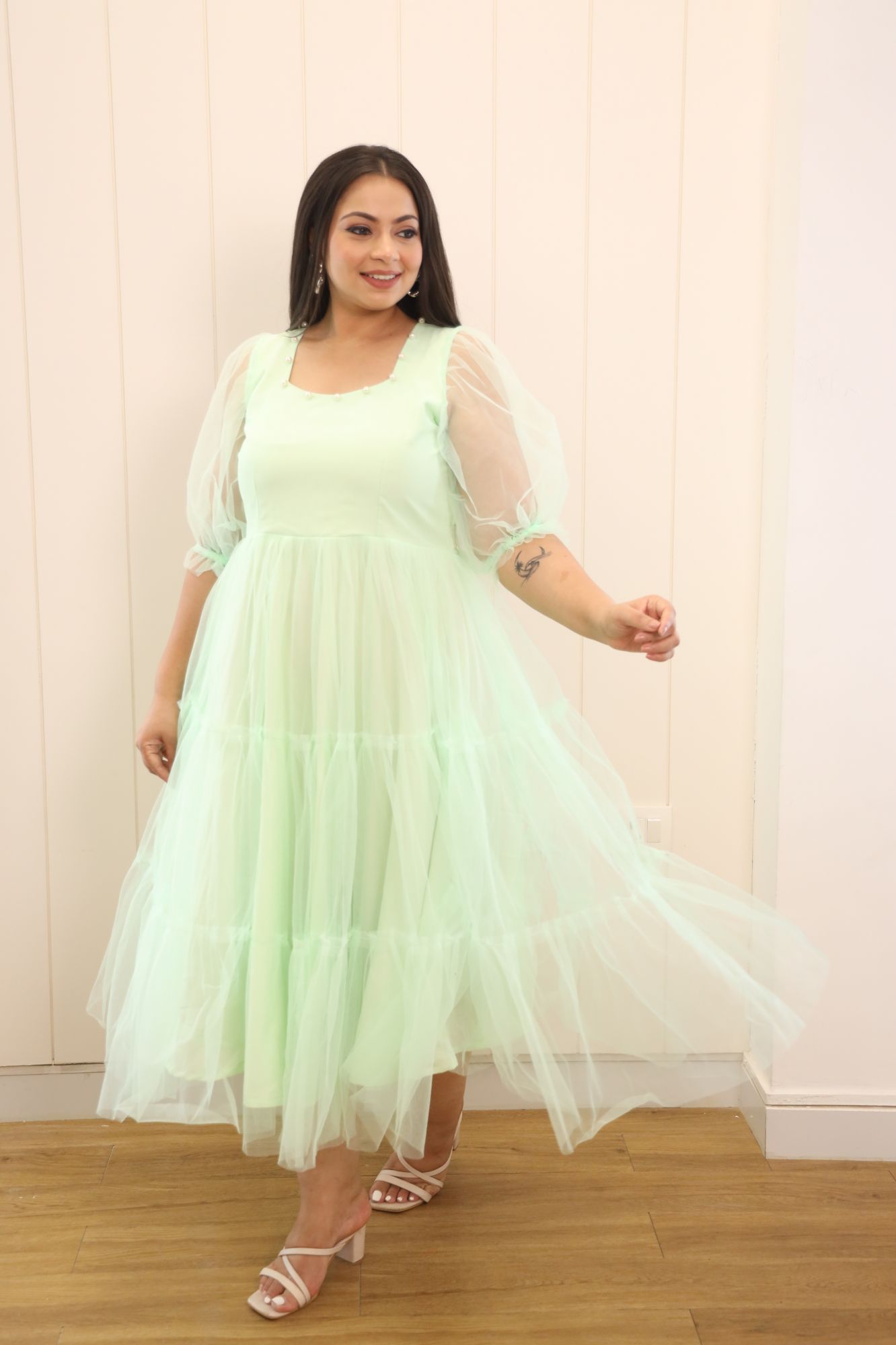 Pastel Mint Flared Short Dress