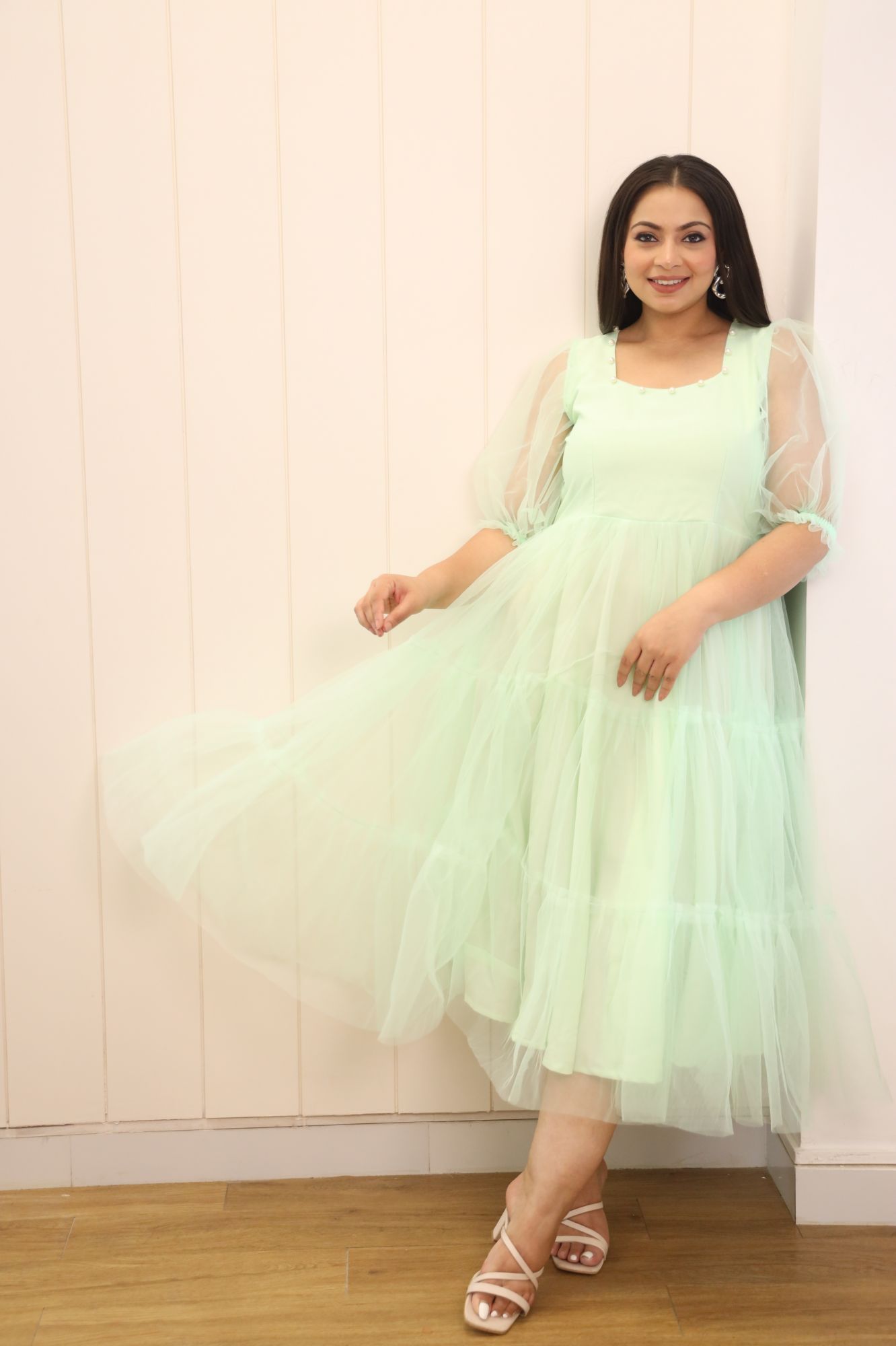 Pastel Mint Flared Short Dress