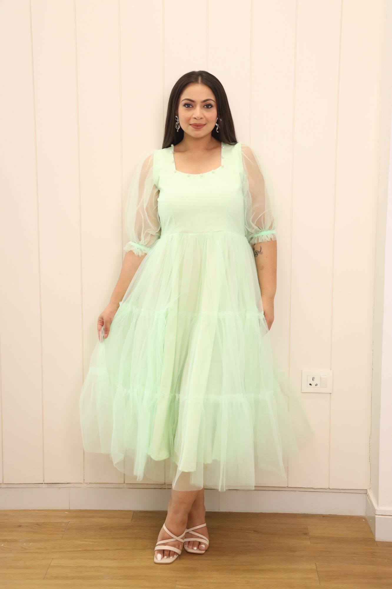 Pastel Mint Flared Short Dress