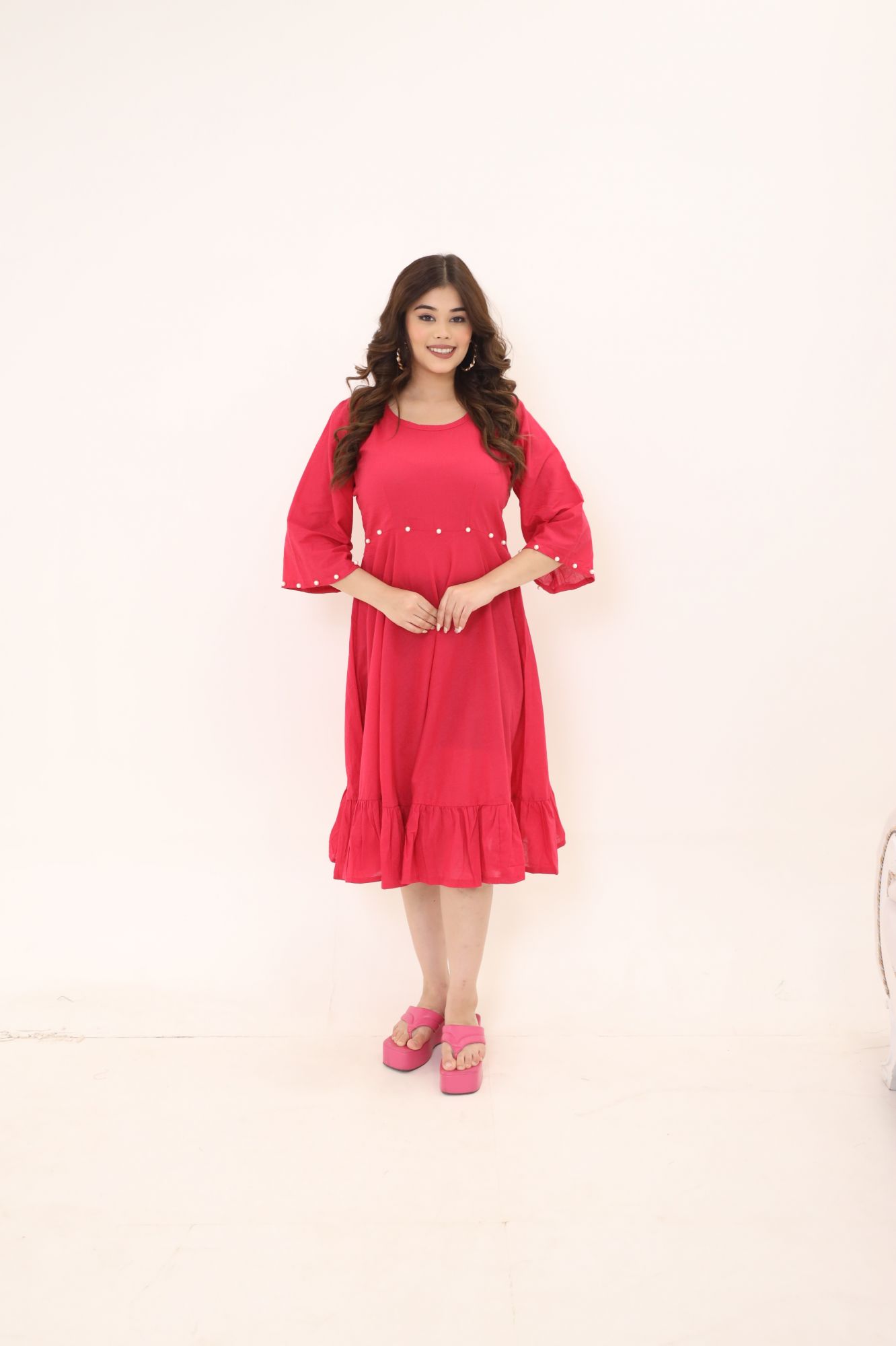 Rani Pink Pearl Cotton Dress