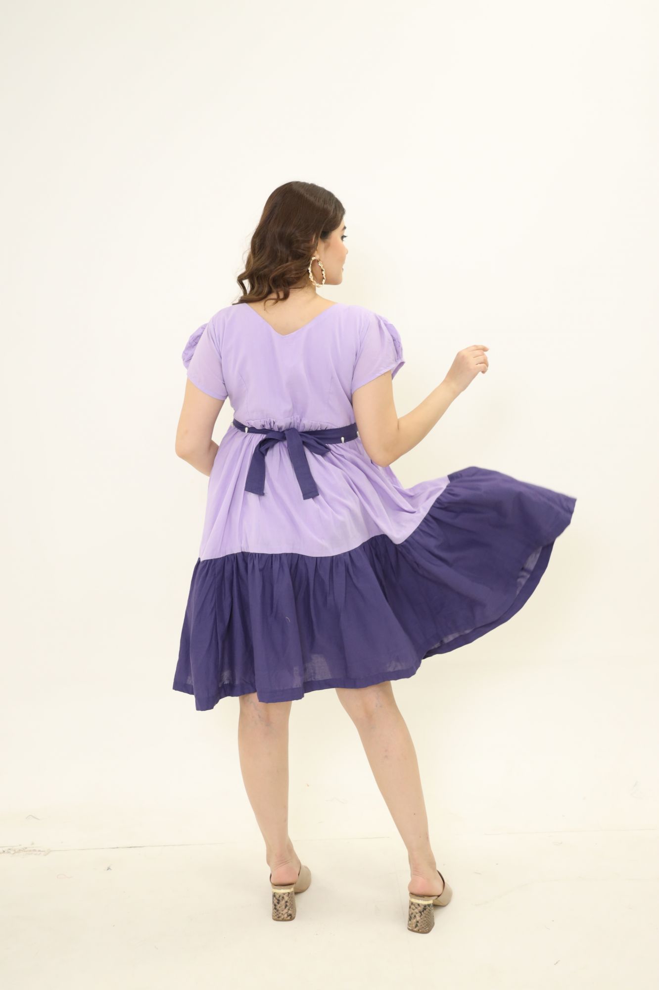 Shades Of Purple Pearl Cotton Dress