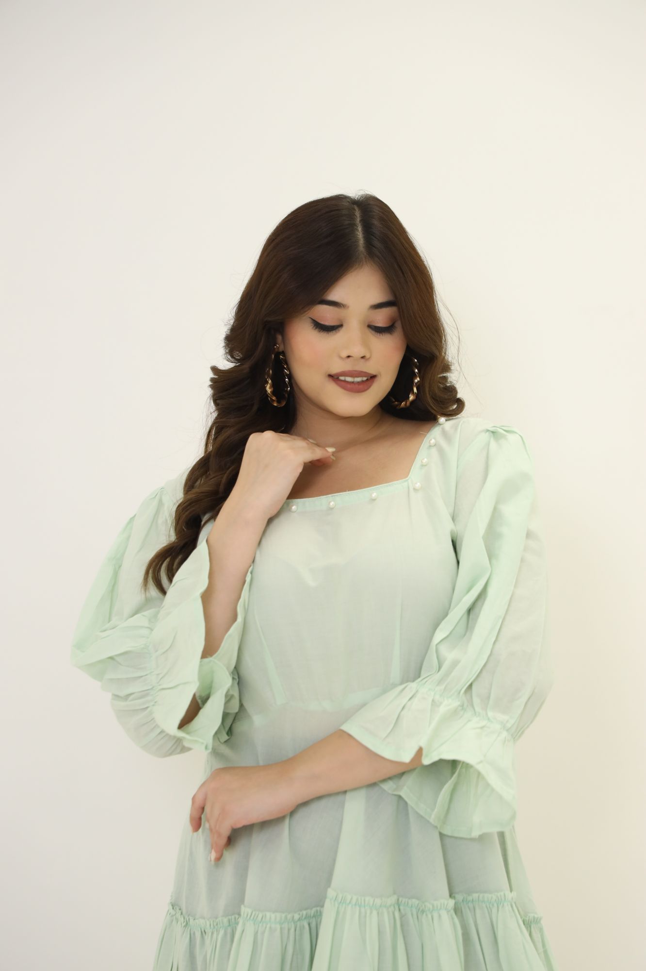 Mint Pearl Cotton Dress