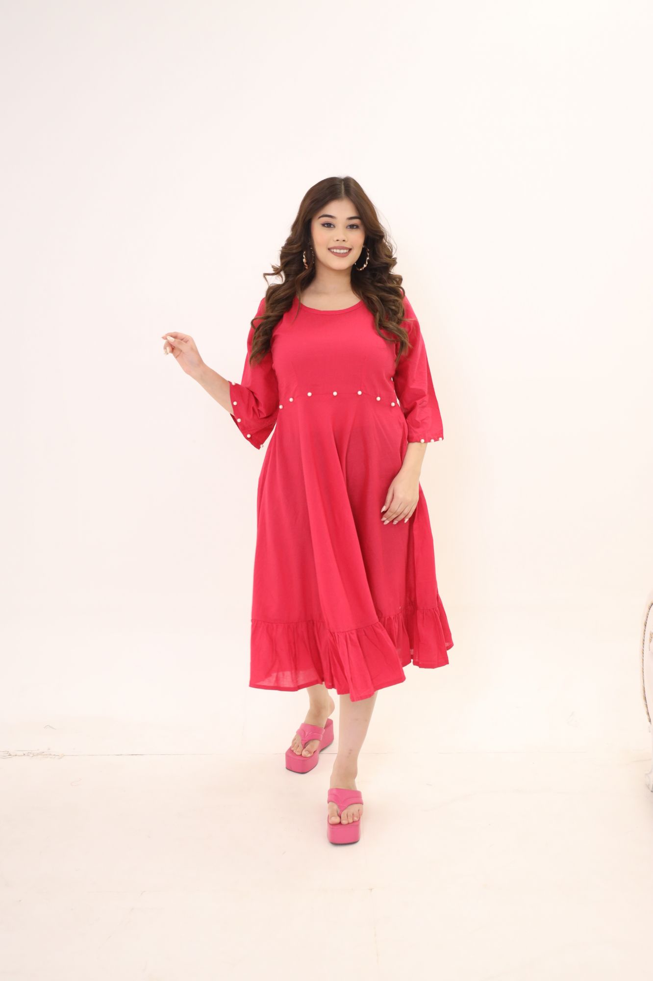 Rani Pink Pearl Cotton Dress