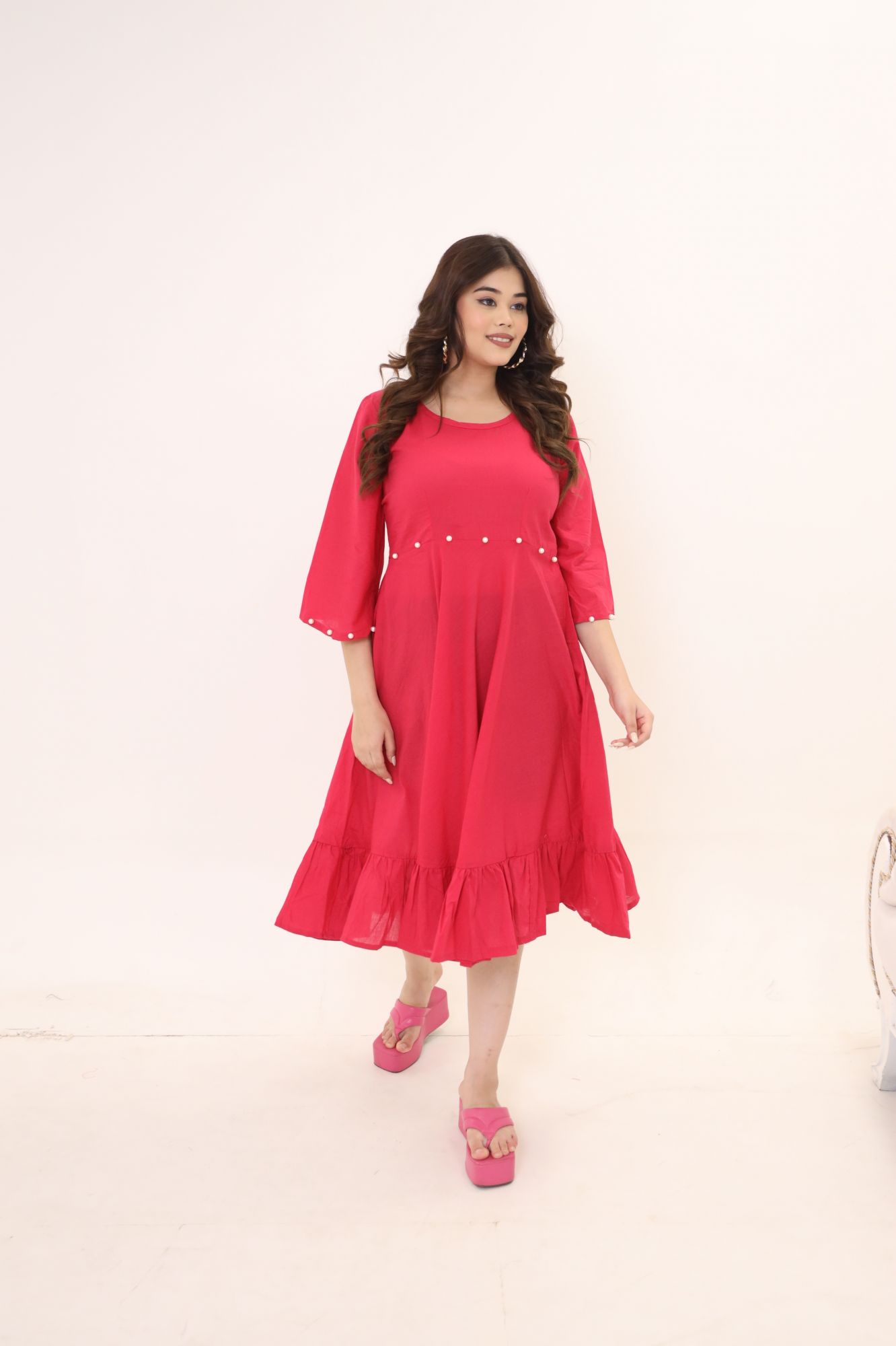 Rani Pink Pearl Cotton Dress