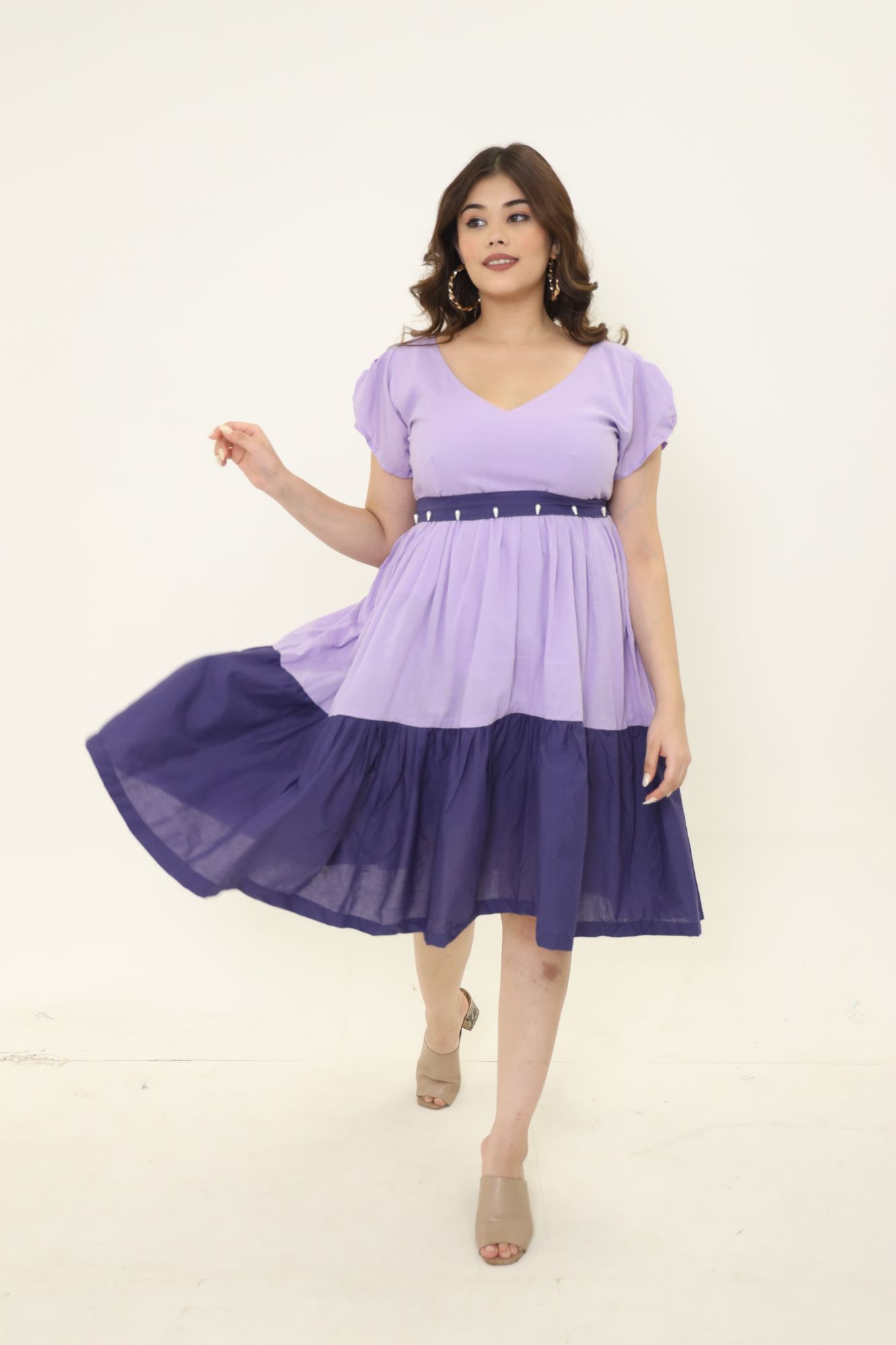 Shades Of Purple Pearl Cotton Dress