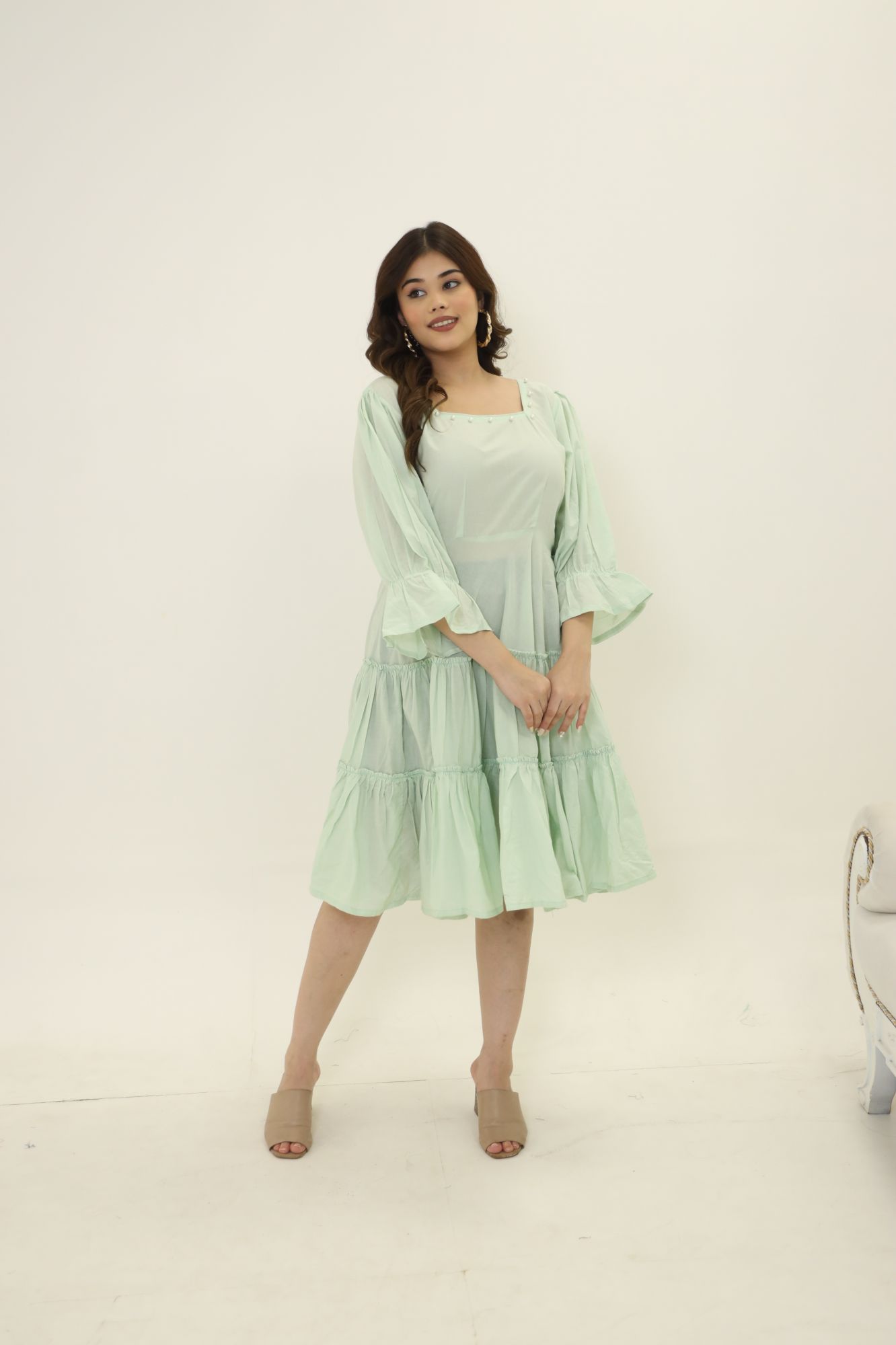 Mint Pearl Cotton Dress